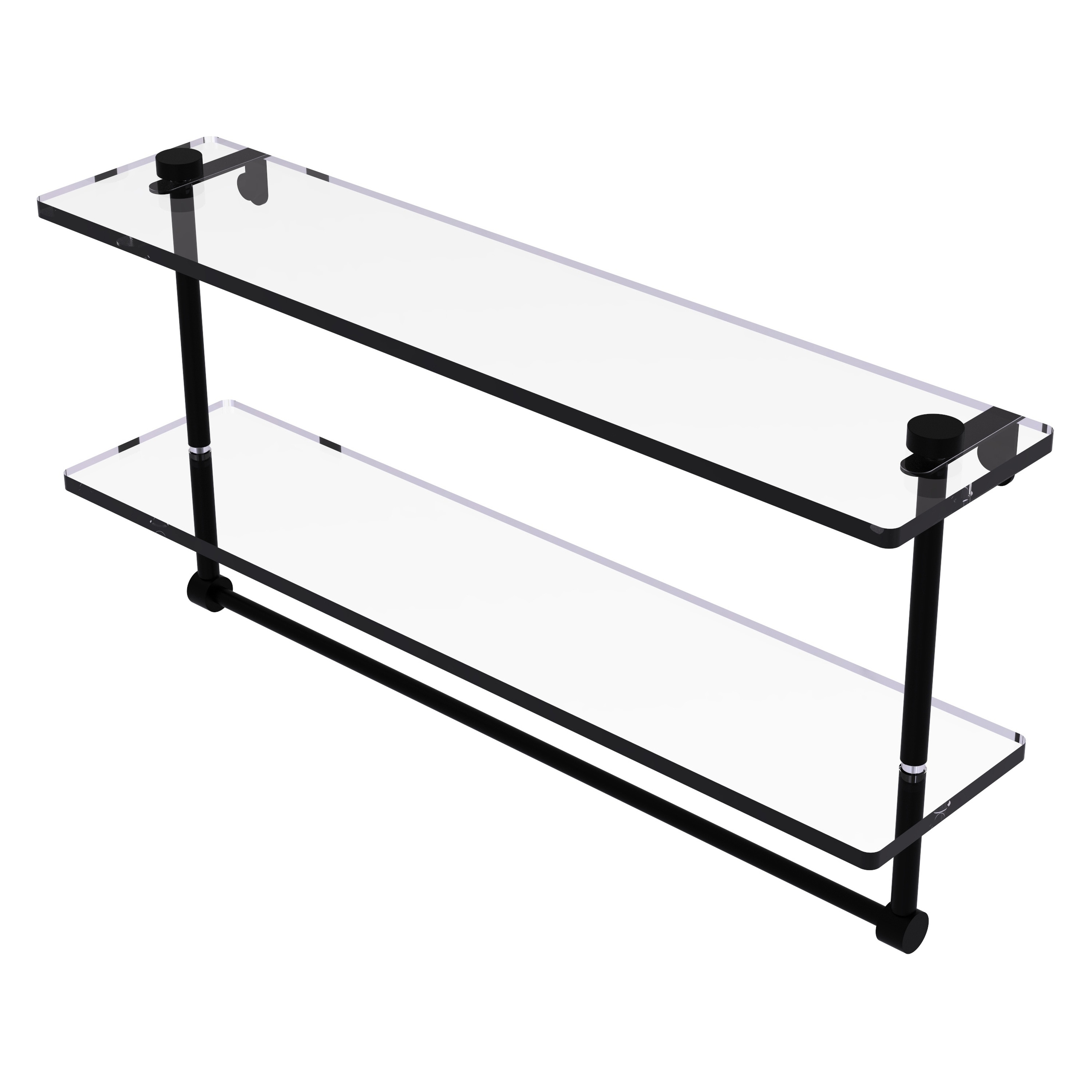 Allied Brass NS-2/22TB-BKM Matte Black 2-Tier Wall Mount Bathroom Shelf (22-in x 12-in x 5-in)