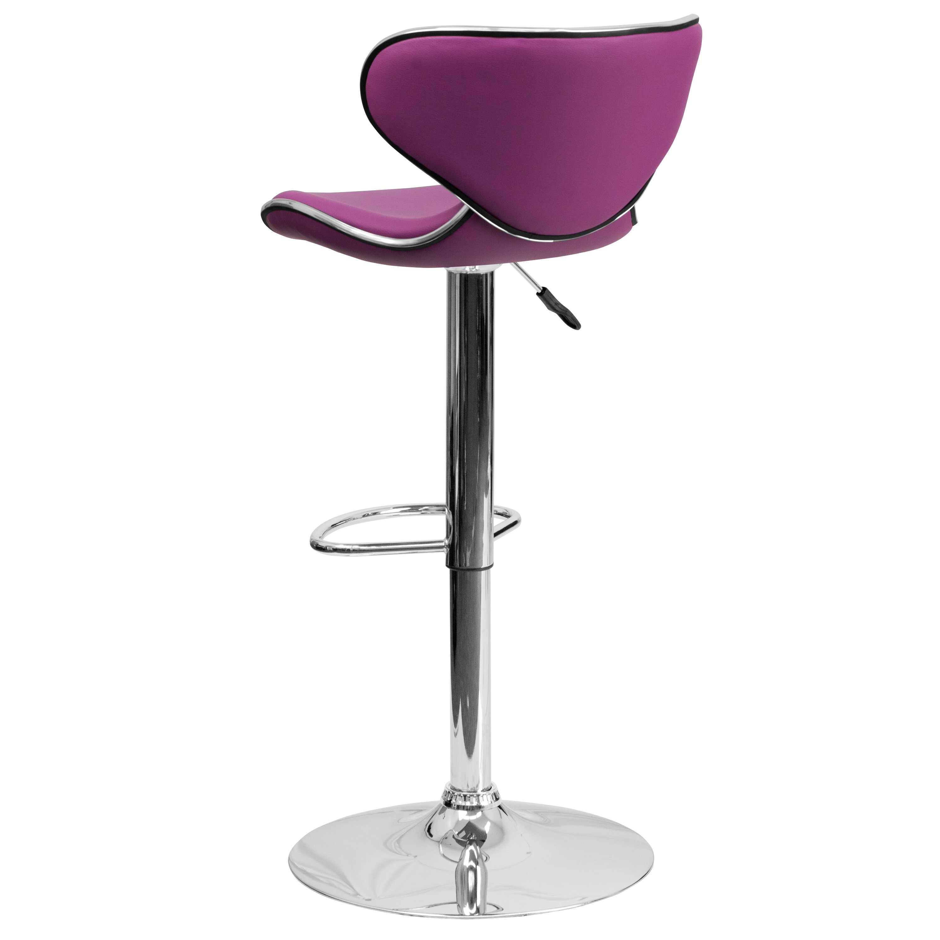 Flash Furniture Purple 32.5-in H Adjustable height Saddle Seat Upholstered Swivel Metal Bar Stool Back in the Bar Stools... 
