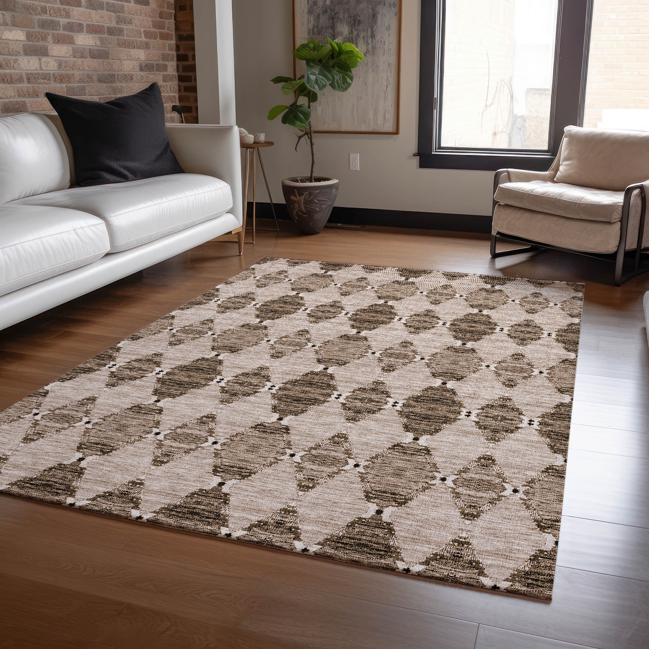 Addison Rugs ACN610MO9X12 Chantille ACN610MO 9 x 12 (ft) Polyester Mocha Rectangular Indoor/Outdoor Abstract Machine washable Area rug