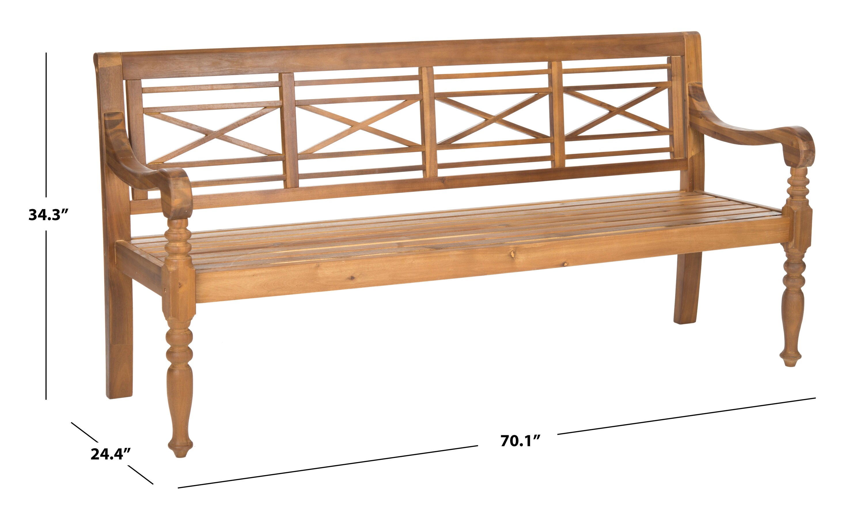 Safavieh Karoo 70.1-in W X 34.3-in H Natural Acacia Traditional Bench ...