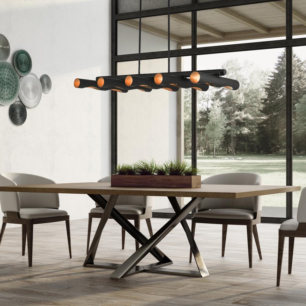 Novato Black and Gold 10-Light Linear Chandelier