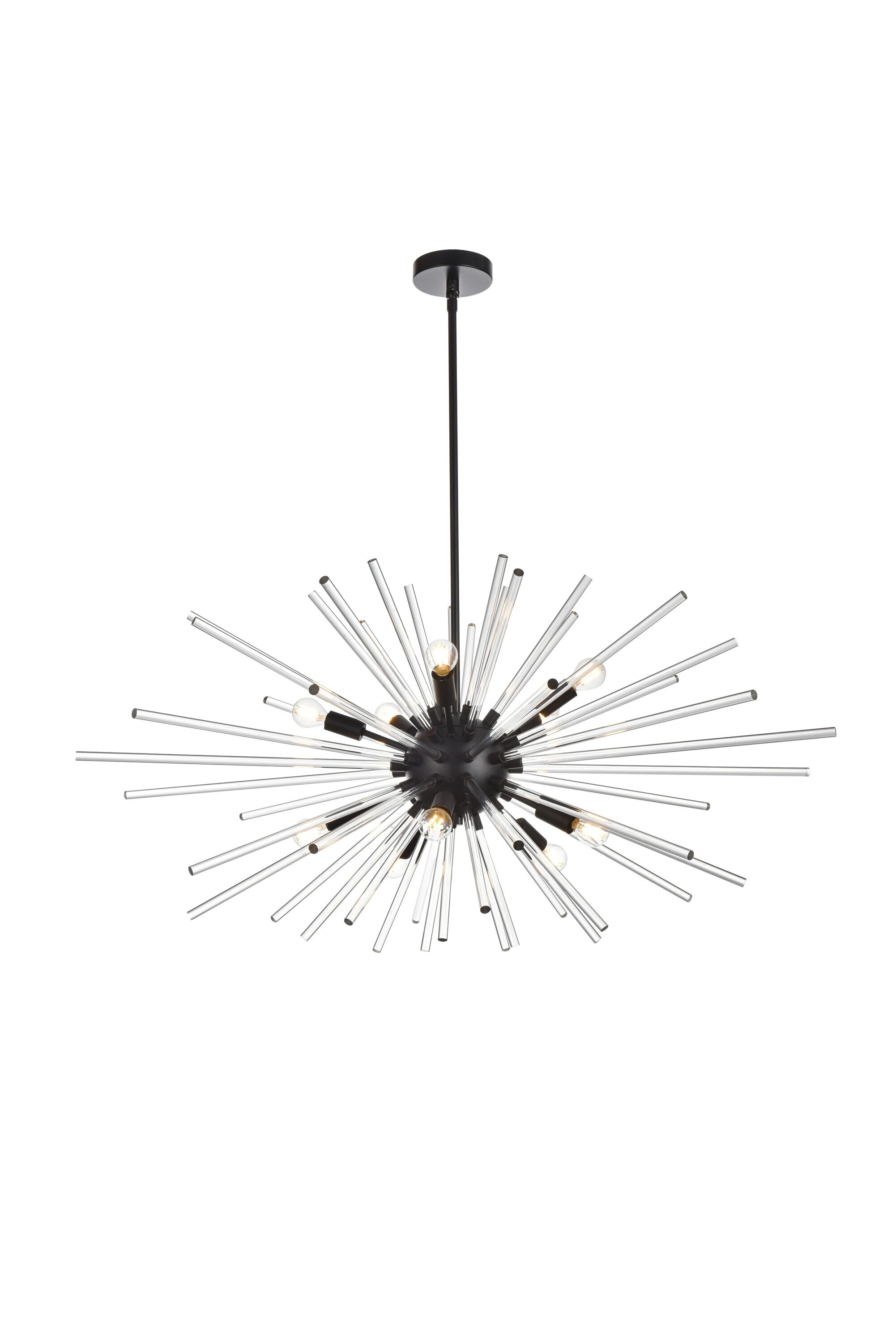 Sienna 42-Inch Black Crystal Rod Pendant Light