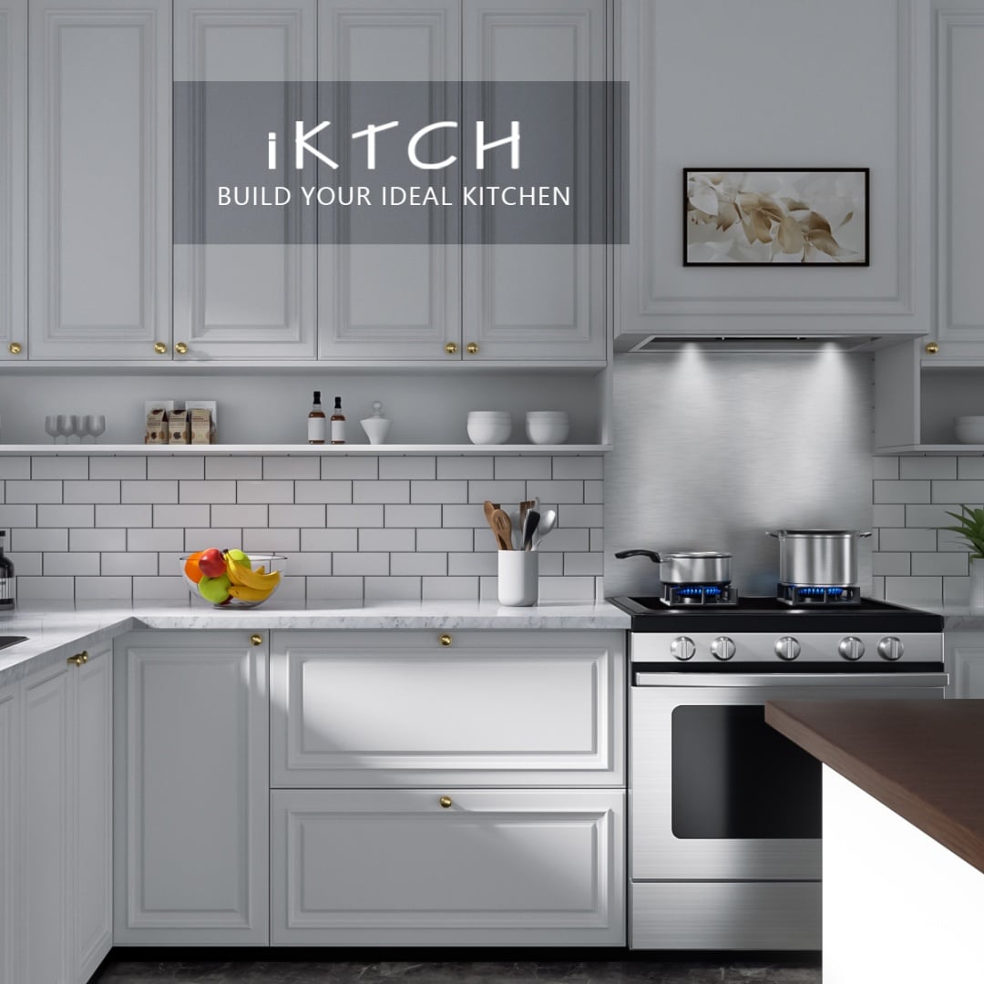 IKTCH 30 in. 900 CFM Ducted Insert Range Hood in Stainless Steel and White Glass with LED Lights