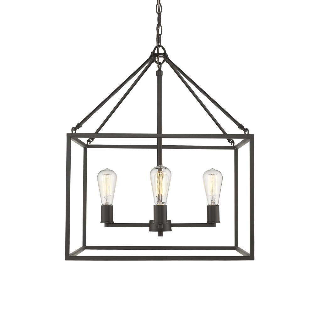 Golden Lighting 2072-4 RBZ Wesson 4 -Light Bronze Transitional Cage For Use in Bedrooms, Dining Rooms, Foyers, Living Rooms Chandelier