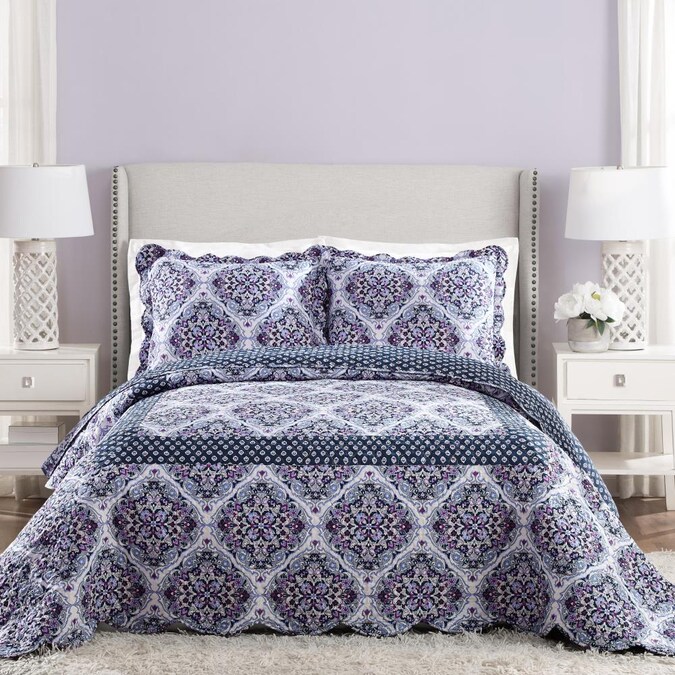Vera Bradley Regal Rosette Purple, King Bedspread On Queen Bed