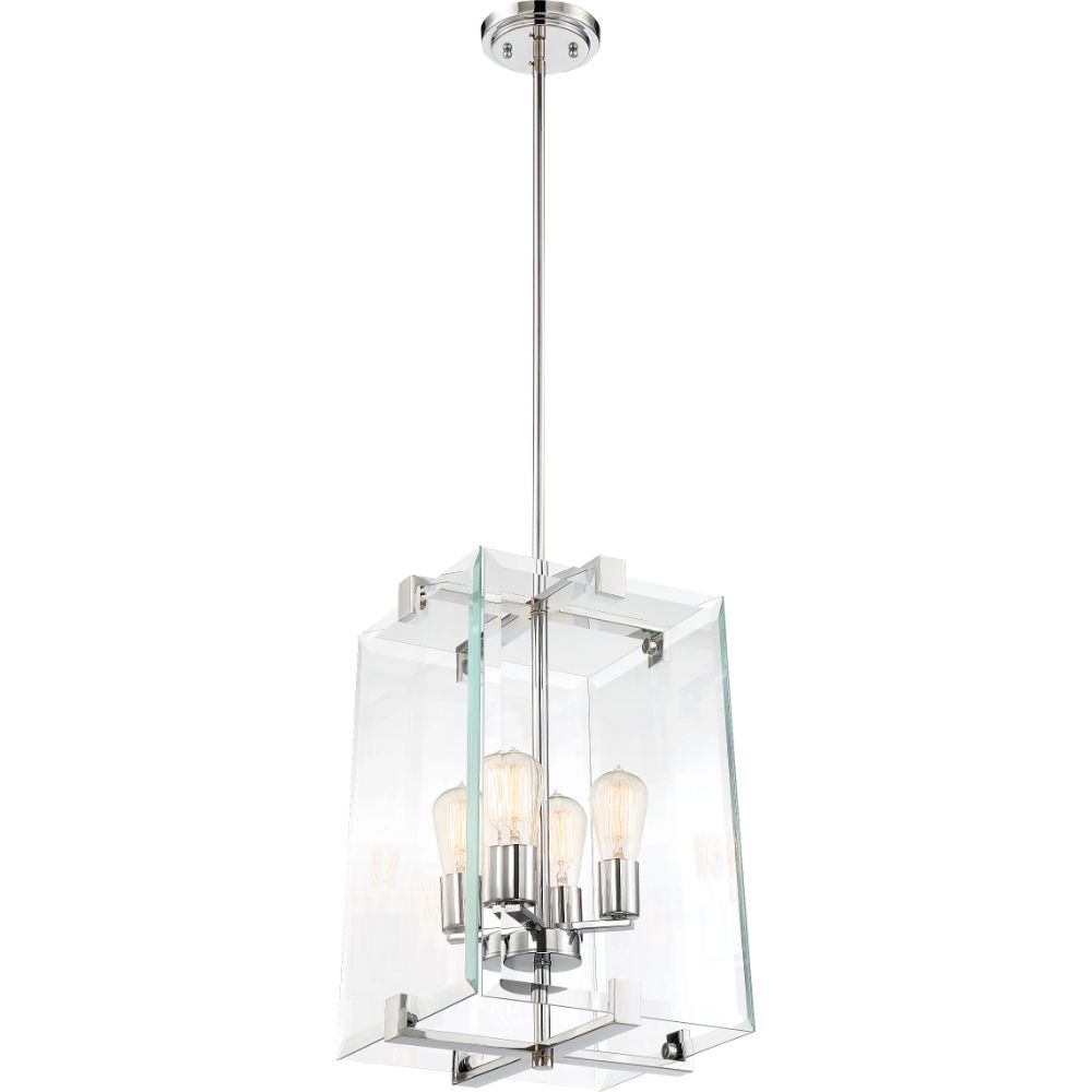  LW-SC536818 4-Light Polished Nickel Transitional Drum Hanging Pendant Light
