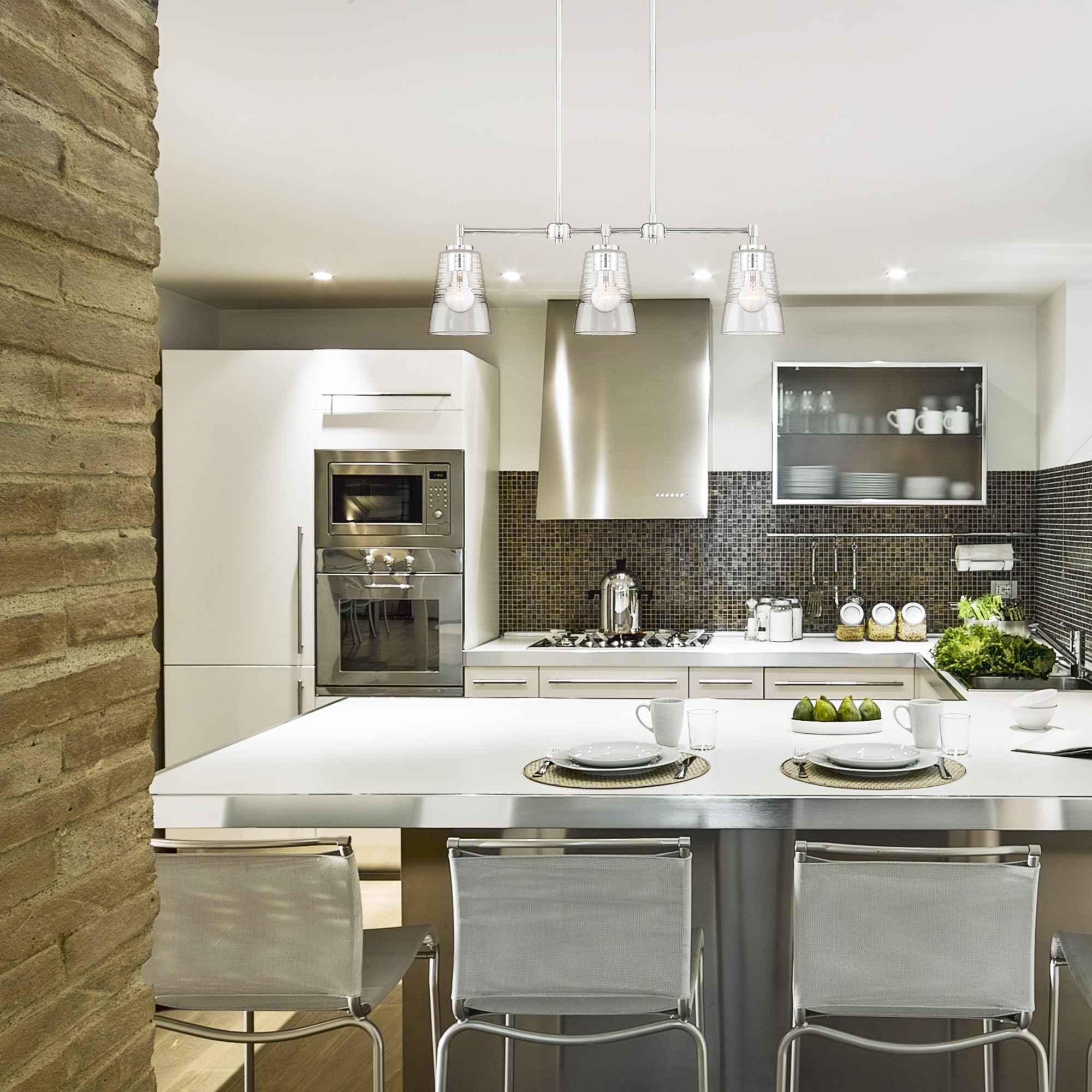 Ingo Urban Chic 30" Polished Nickel Island Pendant with Clear Glass