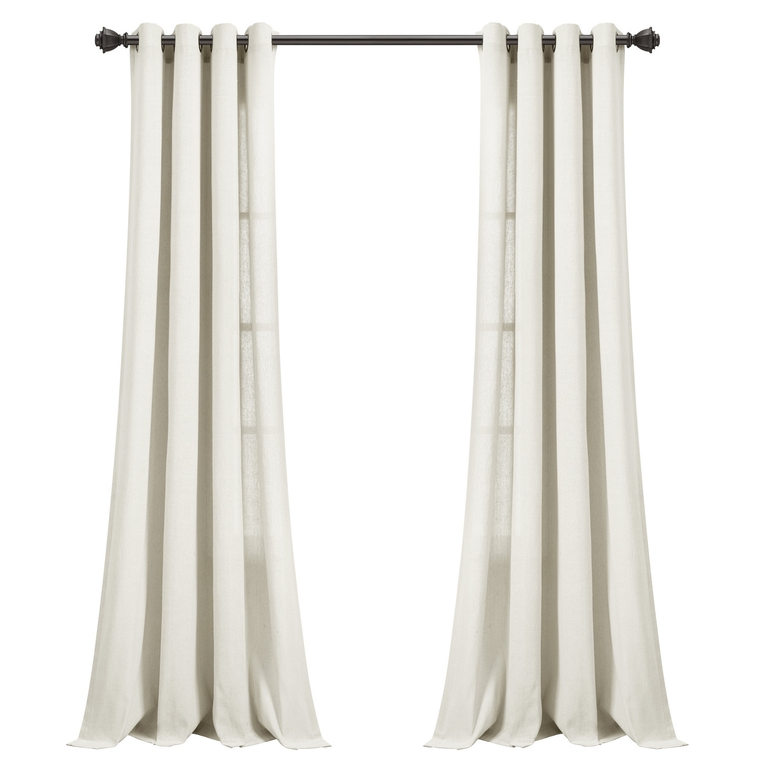 Light Linen Cotton Blend Grommet Window Curtain Panels