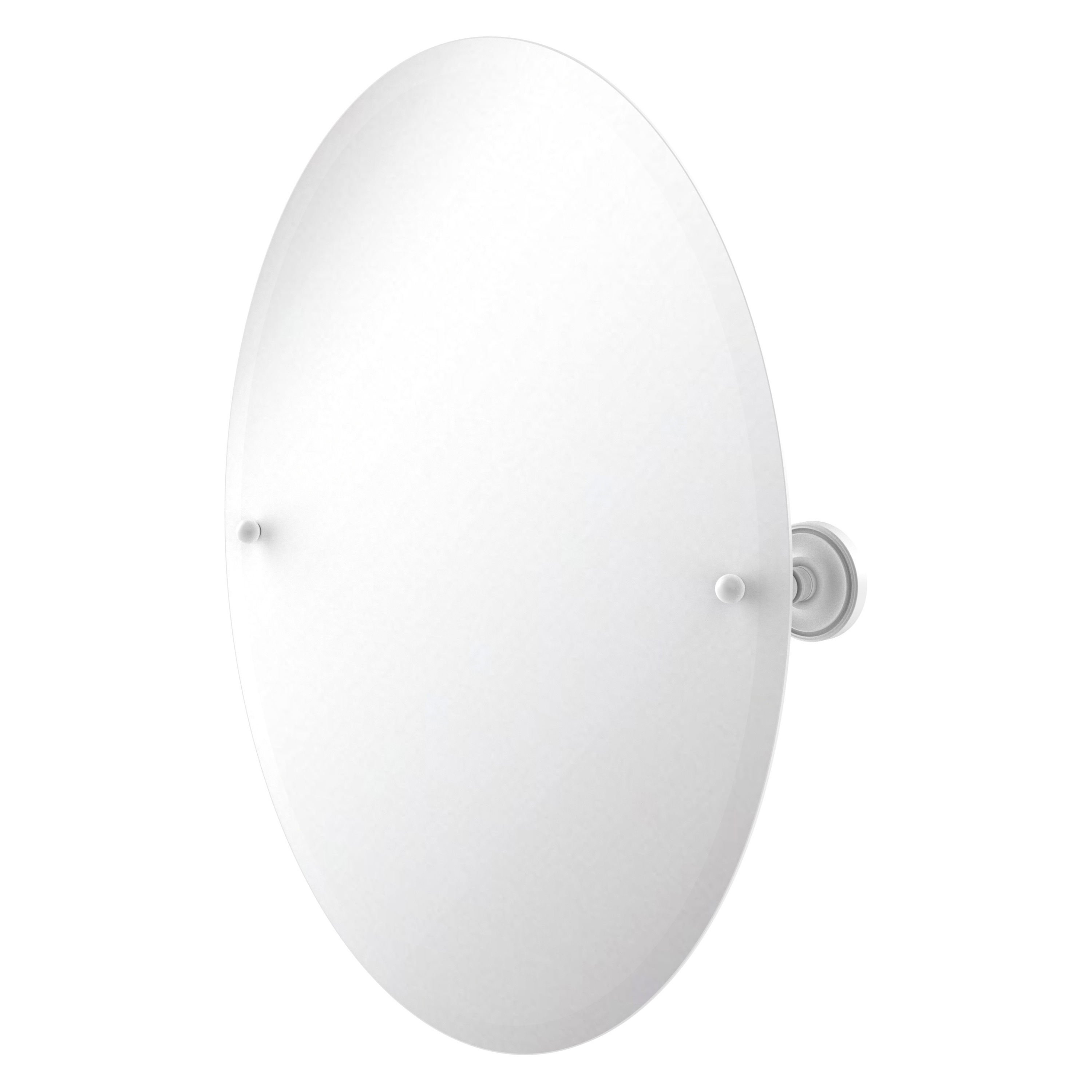 Allied Brass PR-91-WHM Prestige Regal 21-Inches x 28-Inches Beveled Frameless Oval Tilting Bathroom Vanity Mirror ( Matte White )