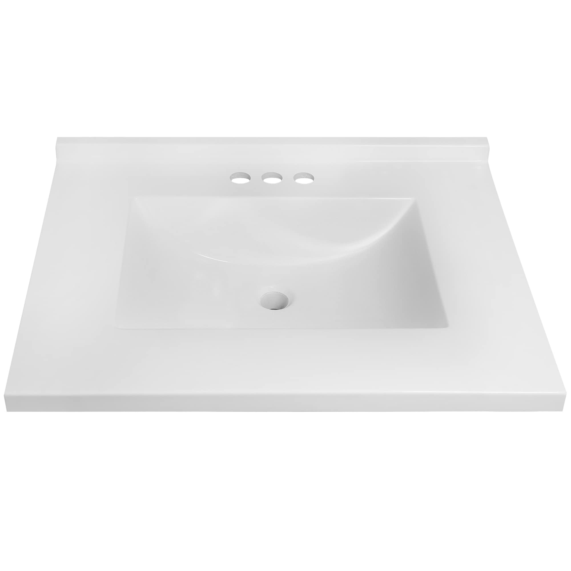 31-Inch Solid White Cultured Marble Vanity Top with Backsplash