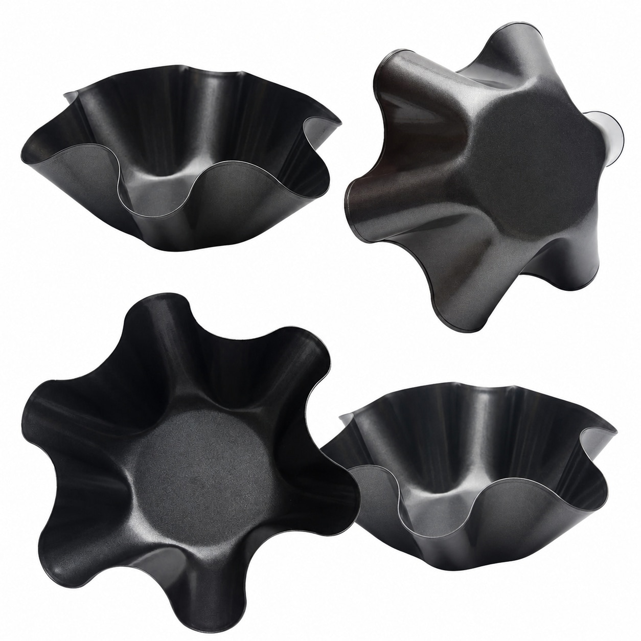 Aoibox  Non Stick Carbon Steel Taco Salad Bowl Pan Extra Thick Fluted Tostada Baker Set of 4 6 5 x 2 95 x 2 36 in