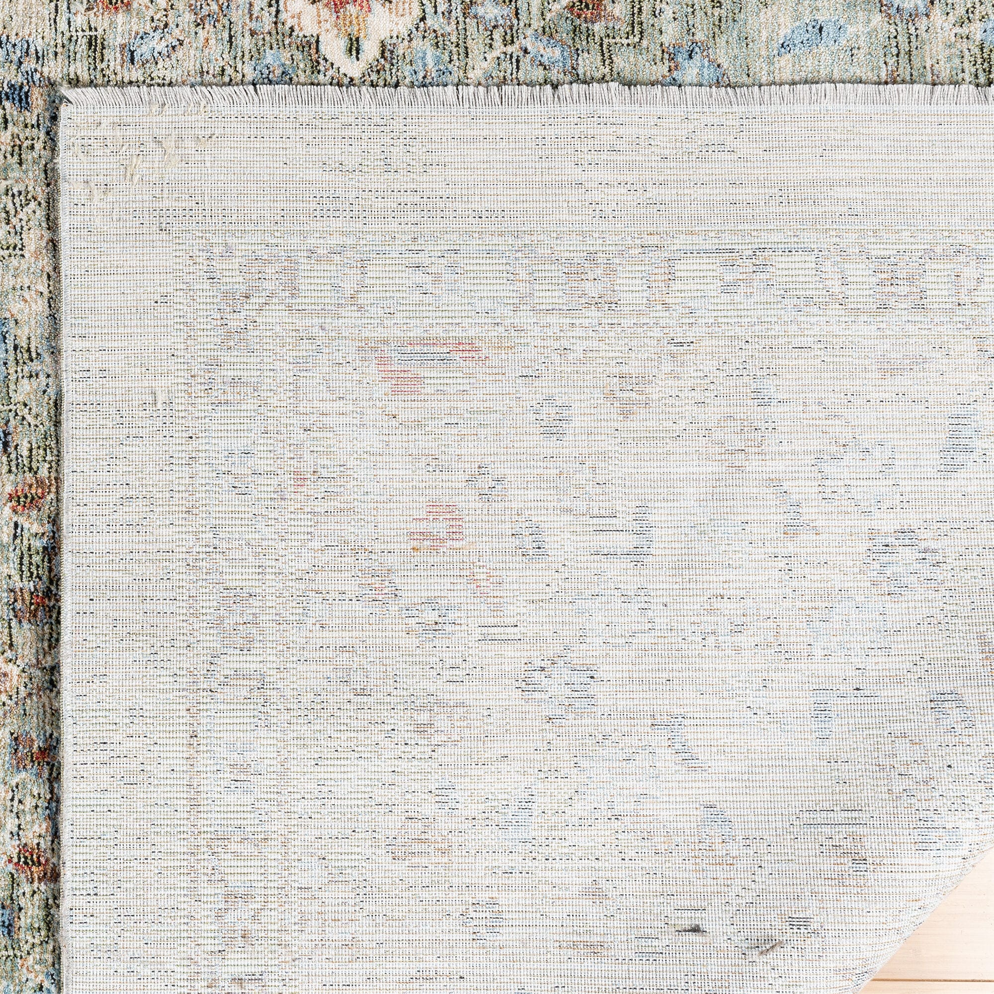 Ivory and Olive Green Synthetic Rectangular Area Rug