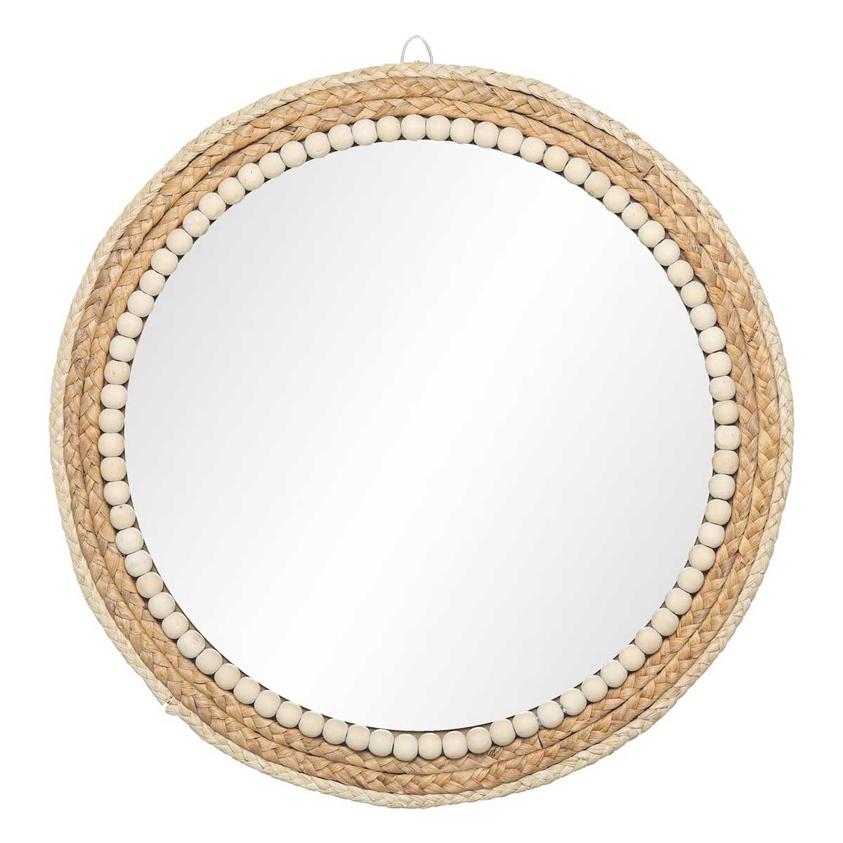Aoibox LABDM2931 18 Inch Boho Round Hanging Wall Mirror Decorative Rattan Circle Mirrors for Farmhouse Living Room Bedroom