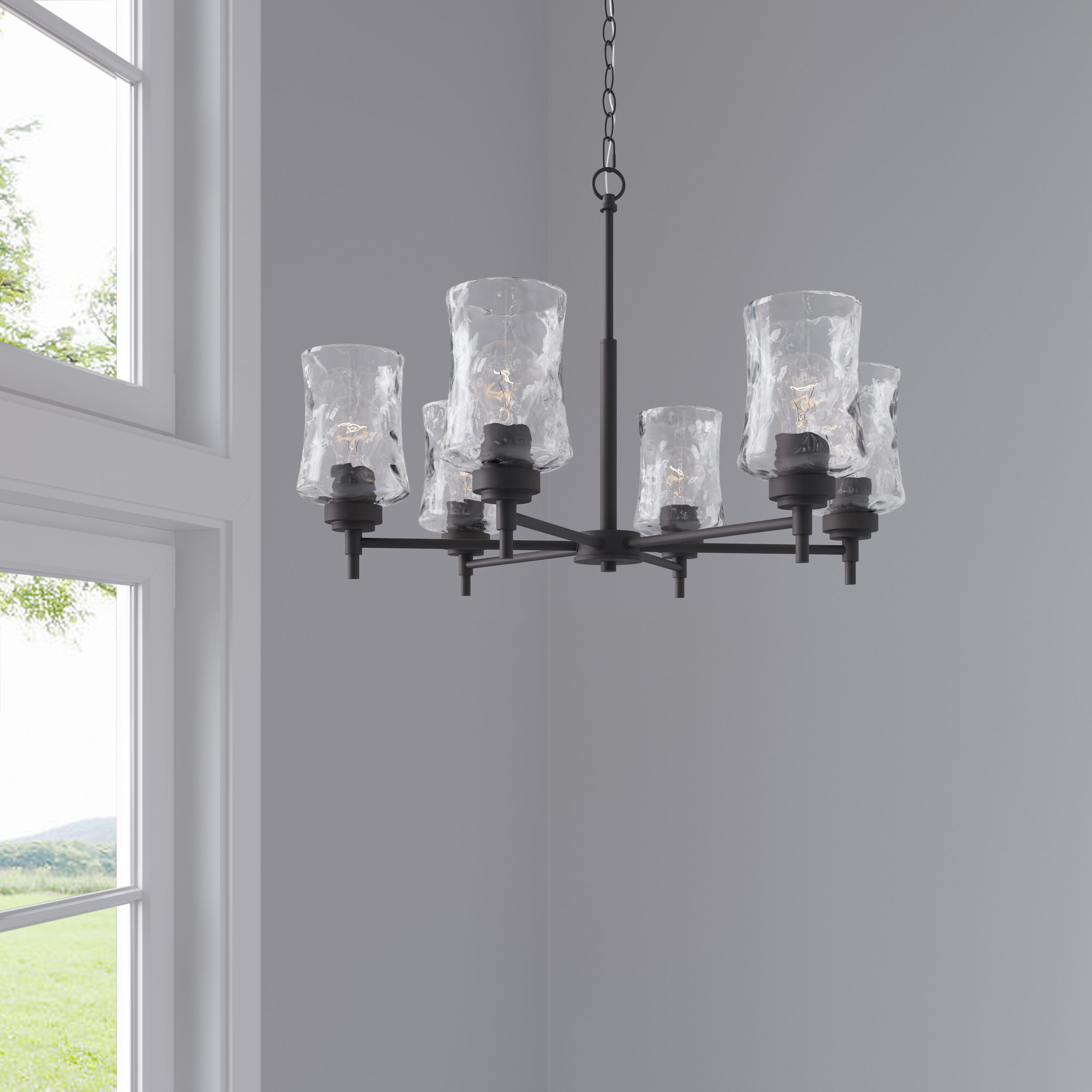 Millennium Lighting Clarvyn 6 -Light Matte Black Textured glass Metal Chandelier