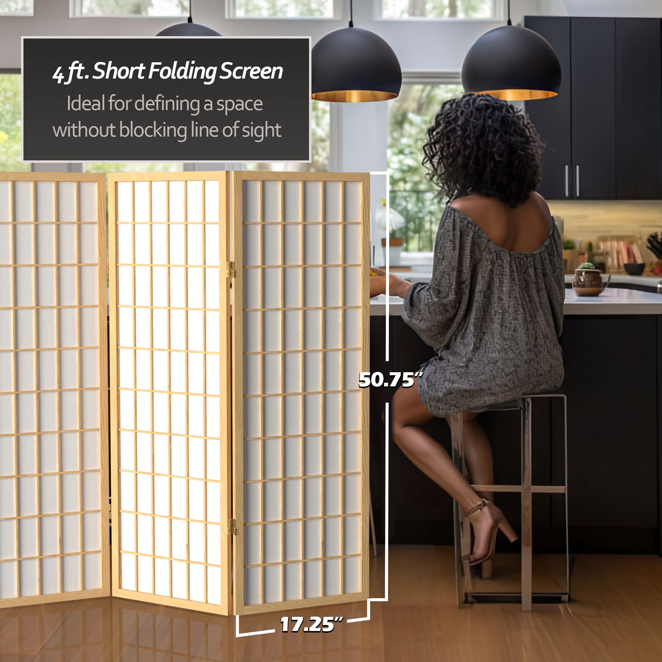Oriental Furniture WP48-NAT-3P Indoor-Privacy-Screens - View #5