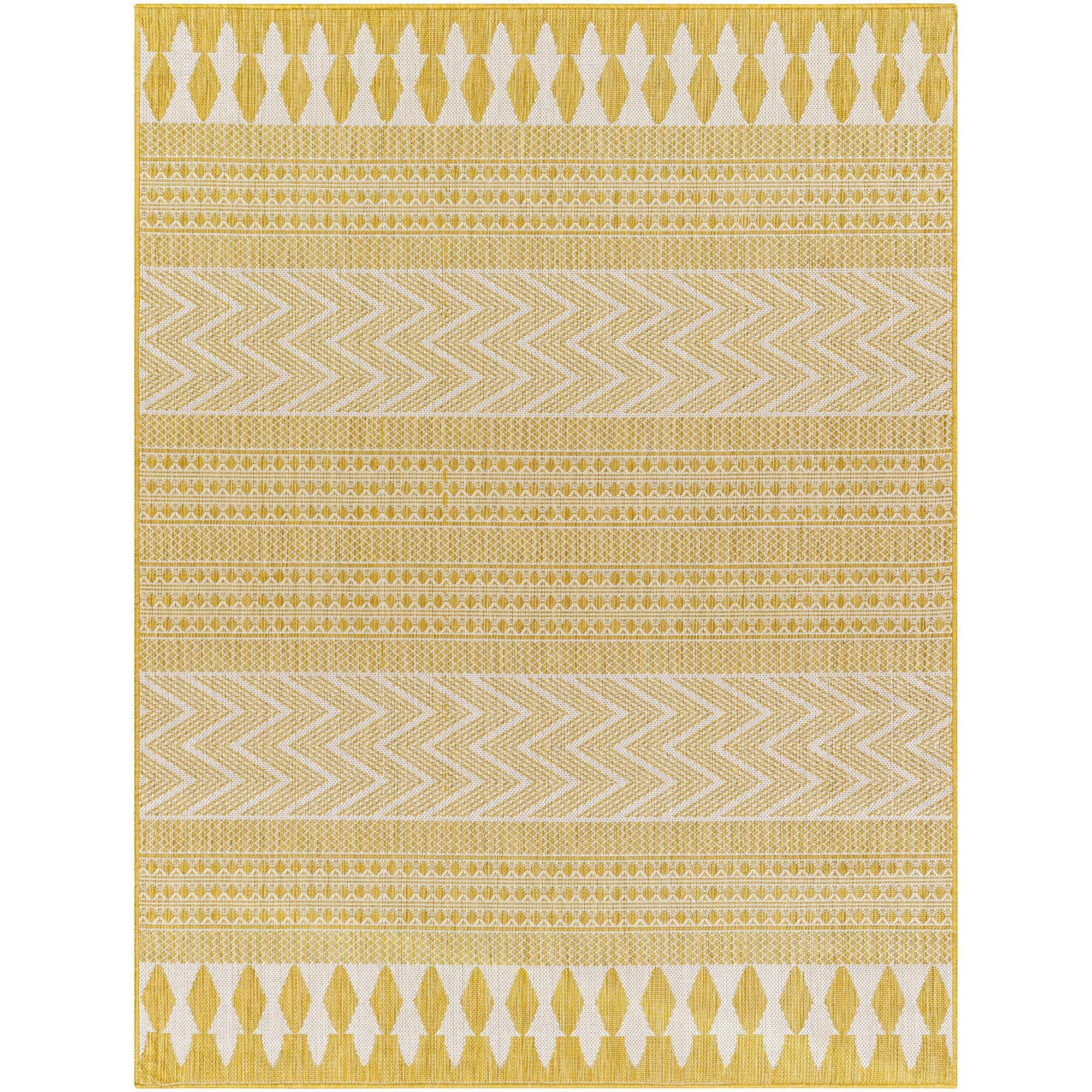Livabliss LBH2325-537 Long Beach 5 x 8 (ft) Polypropylene Yellow Rectangular Indoor/Outdoor Tribal Moroccan Area rug