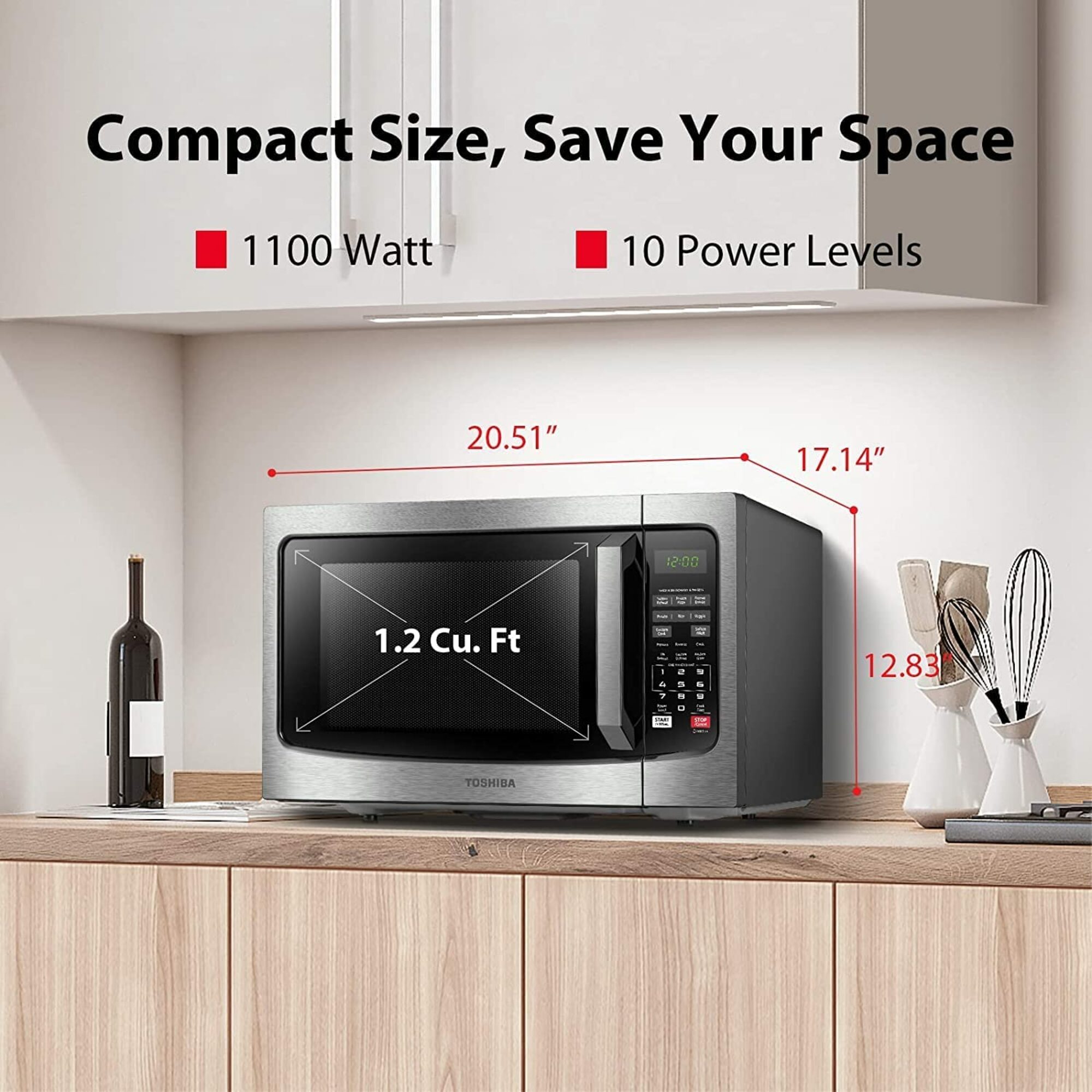 Toshiba 0.9 Cu. ft. Microwave, Stainless Steel, EM925A5A-CHSS