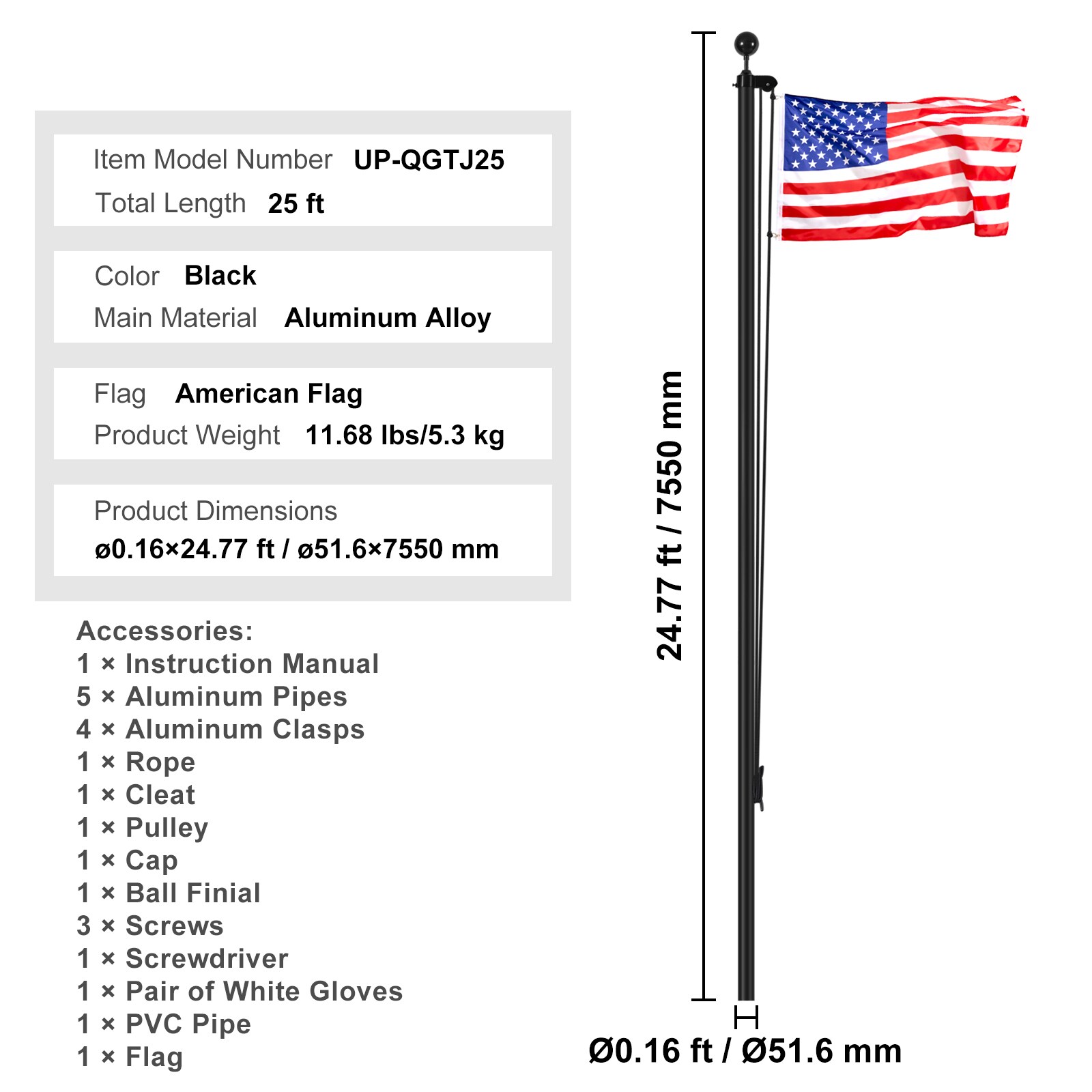 VEVOR SCQGTJTJSFDH05116V0 Flag-Poles - View #7