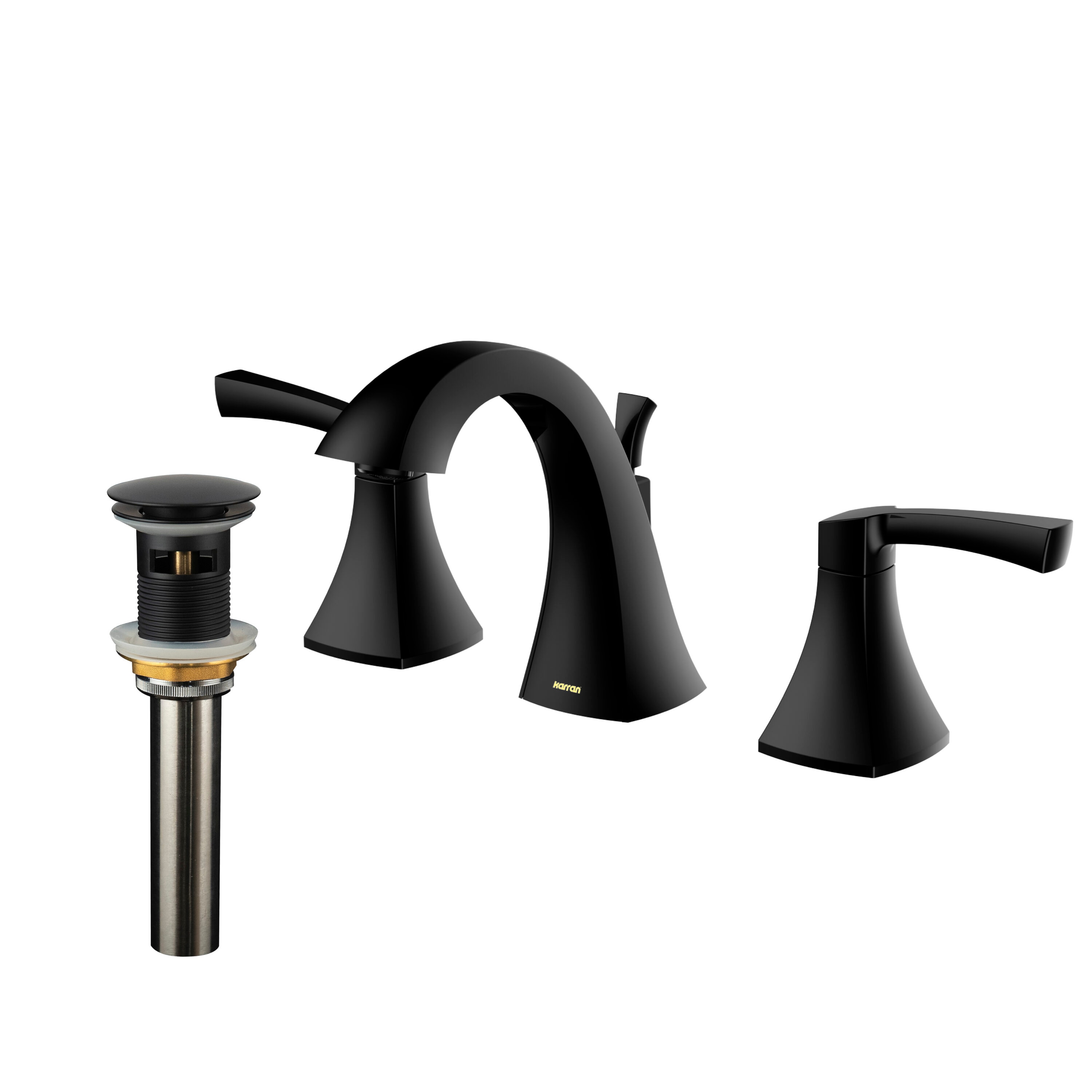 Karran KBF524MB Randburg Matte Black Widespread 2-handle WaterSense Low-arc Residential Handle Bathroom Sink Faucet with Drain
