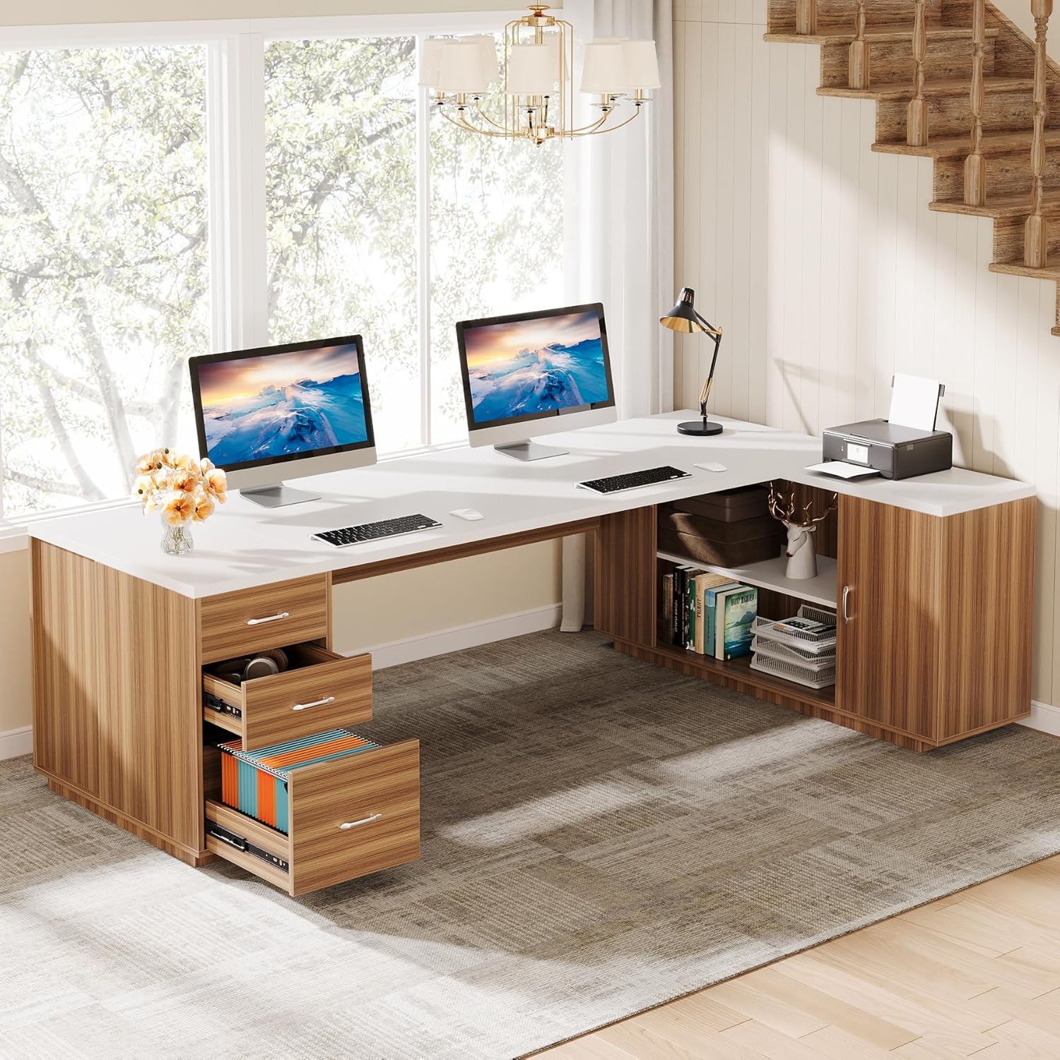 Tribesigns 85.8 inches L Shaped Executive Desk Extra Large Modern