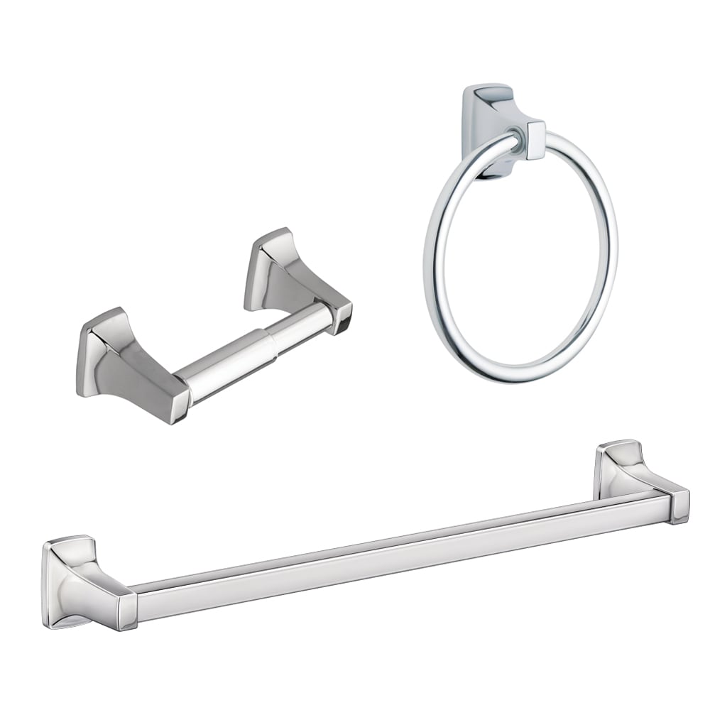 Moen 3-Piece Caldwell Matte Black Decorative Bathroom Hardware Set with  Towel Bar,Toilet Paper Holder and Towel Ring