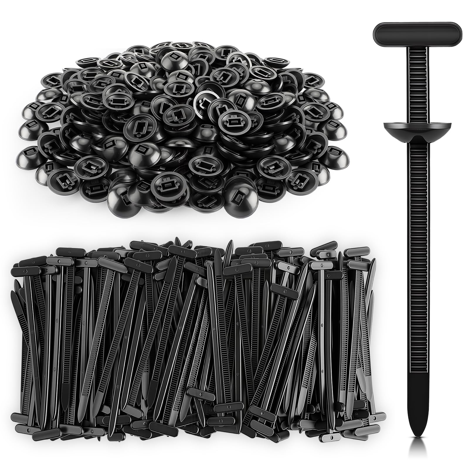 Afoxsos  200 Pcs Nylon Cable Tie Buckle Zip Ties Car Strap Style Fasteners for Auto Body Trim Bumper Retainer Fender Liner Door Panel Wire
