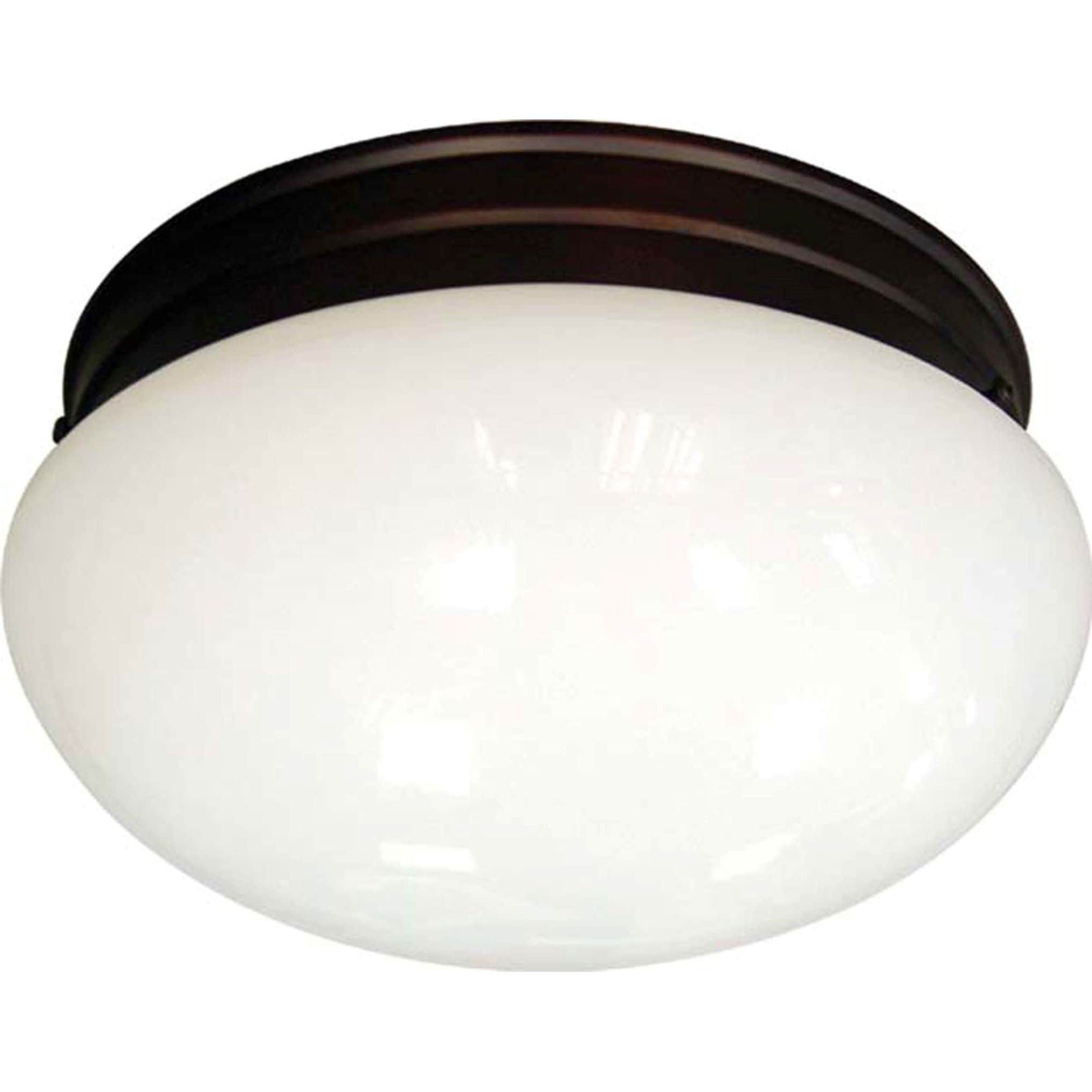 Antique Bronze and Opalescent Glass Flush Mount Light