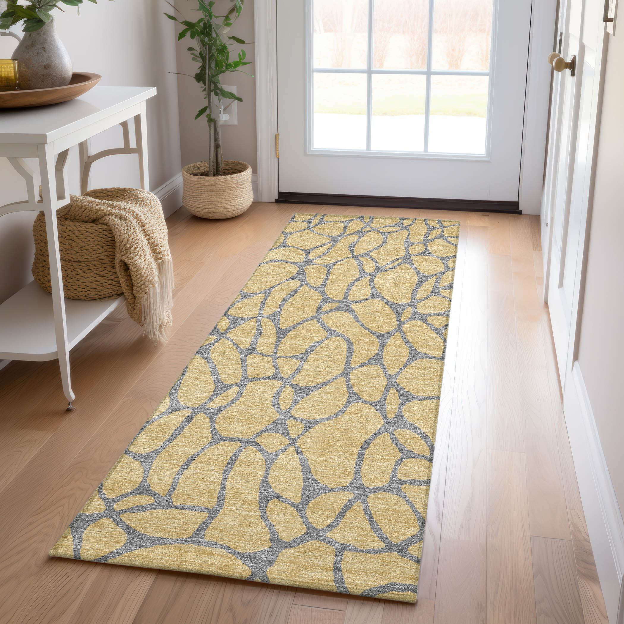 Addison Rugs ACN1023GO2X8 Chantille ACN1023GO 2 x 7 (ft) Polyester Gold Rectangular Indoor/Outdoor Geometric Machine washable Runner rug