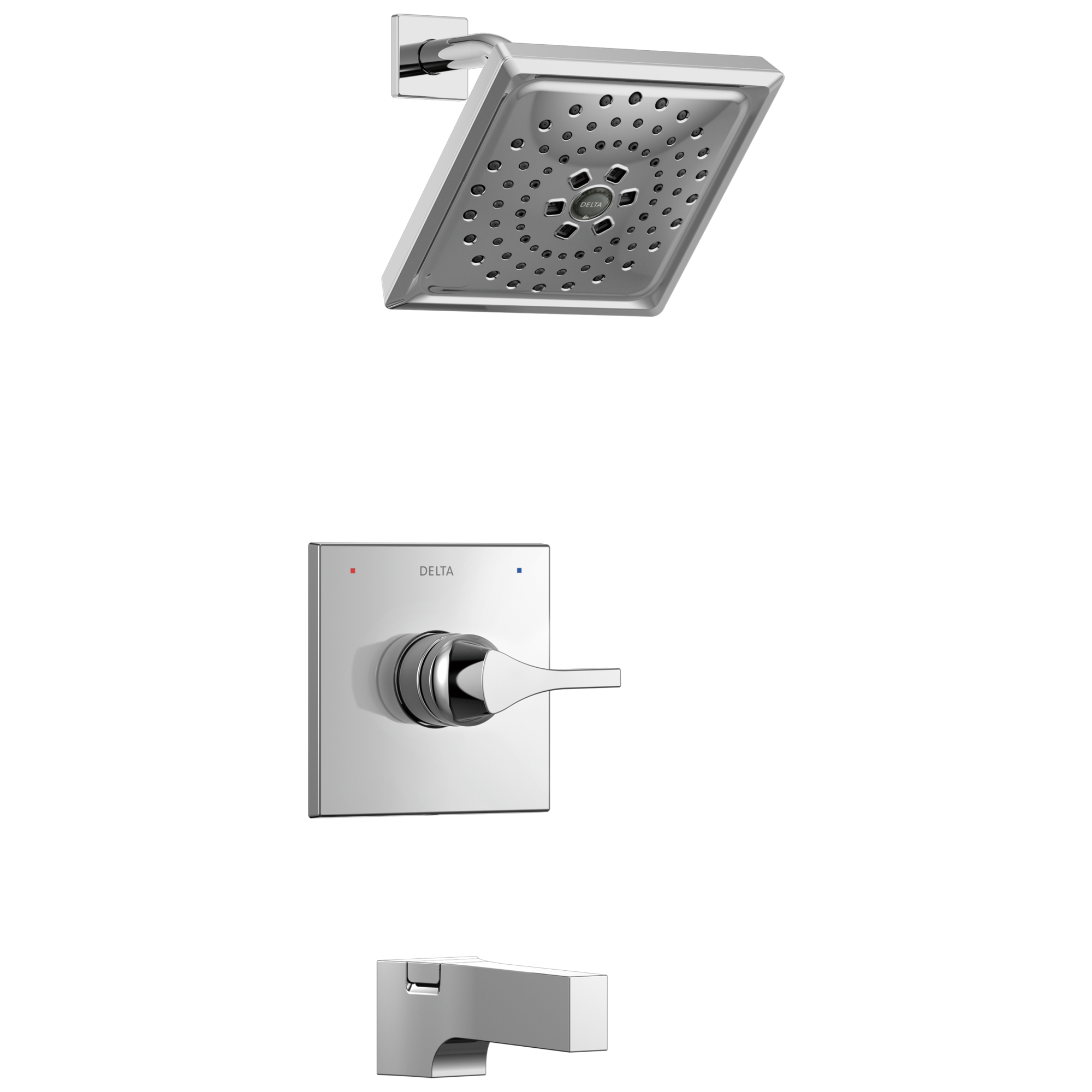Delta T14474 Zura Chrome 1-handle Multi-function 7.6875-Inches Square Bathtub and shower Faucet