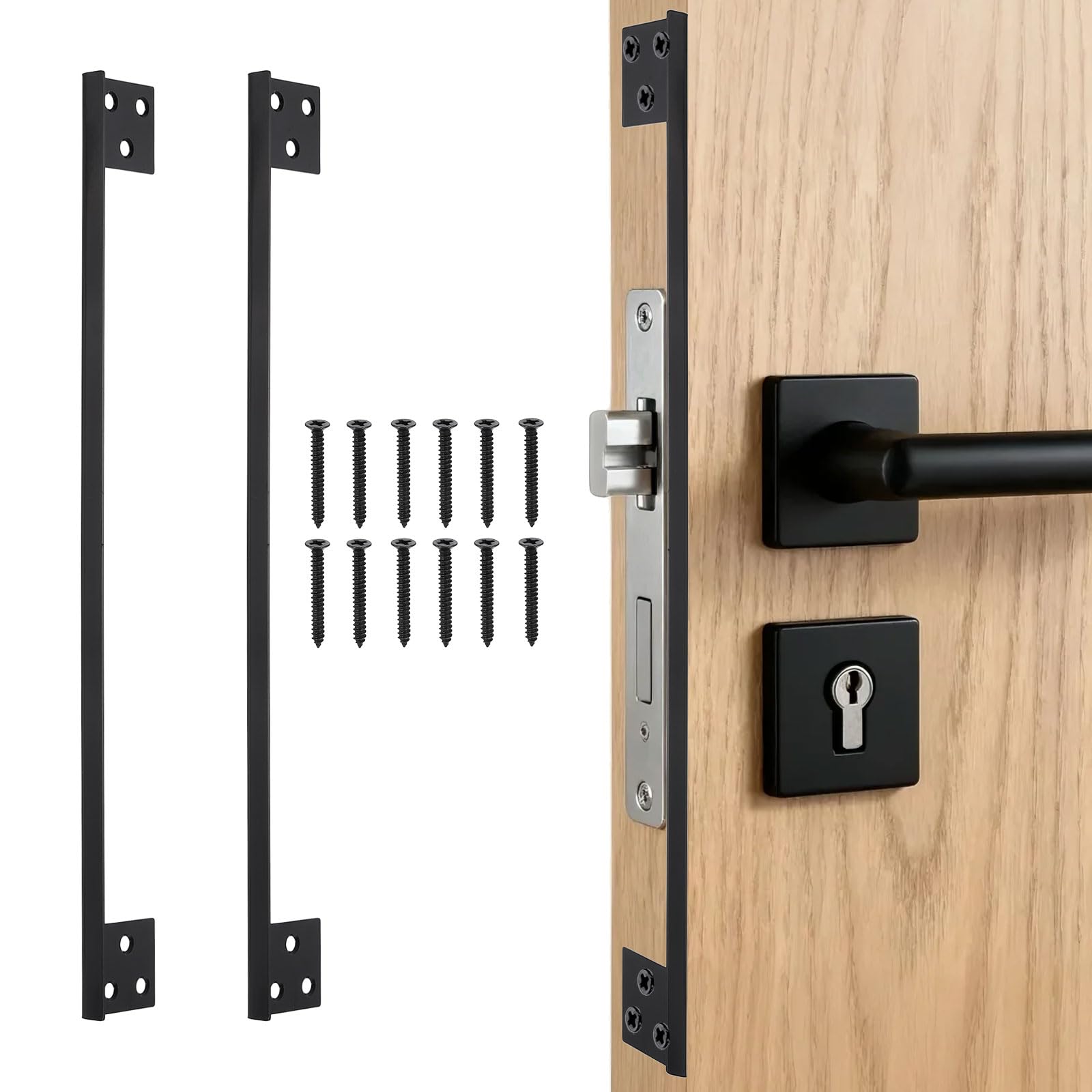 Vrbgify 11 Inch Stainless Steel Door Latch Guard Plates with Screws for Door Lock Deadbolt Security Protector Shield Black #LVG0805V027
