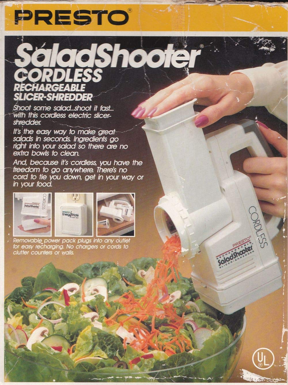 Presto 7746886 Cordless Rechargeable Salad Shooter Slicer and Shredder for Effortless Salad Preparation