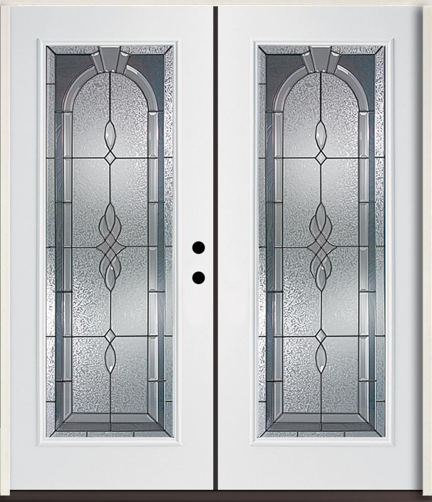 RELIABILT LO841681 Hampton 72-in x 80-in x Fiberglass Full lite Left-hand inswing Modern White Painted Prehung Double Front Door Insulating core