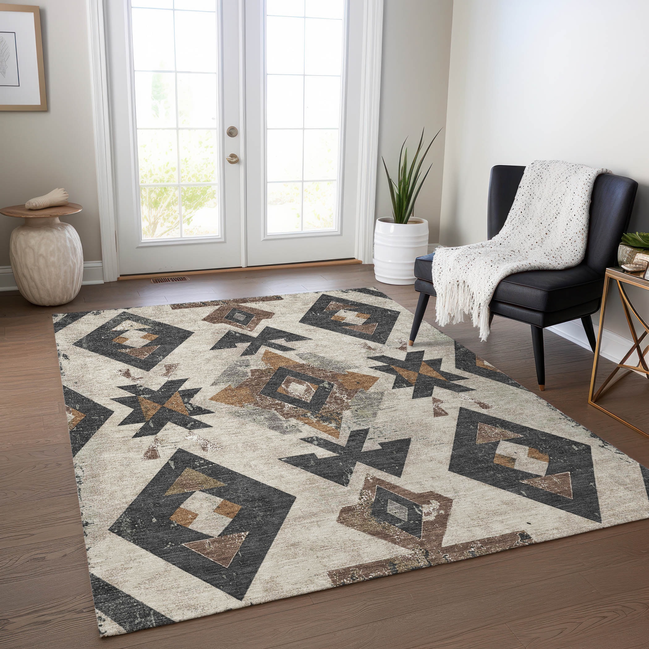 Addison Rugs ACN1882BG8X10 Chantille ACN1882BG 8 x 10 (ft) Loomed Beige Rectangular Indoor/Outdoor Geometric Machine washable Pet Friendly Area rug