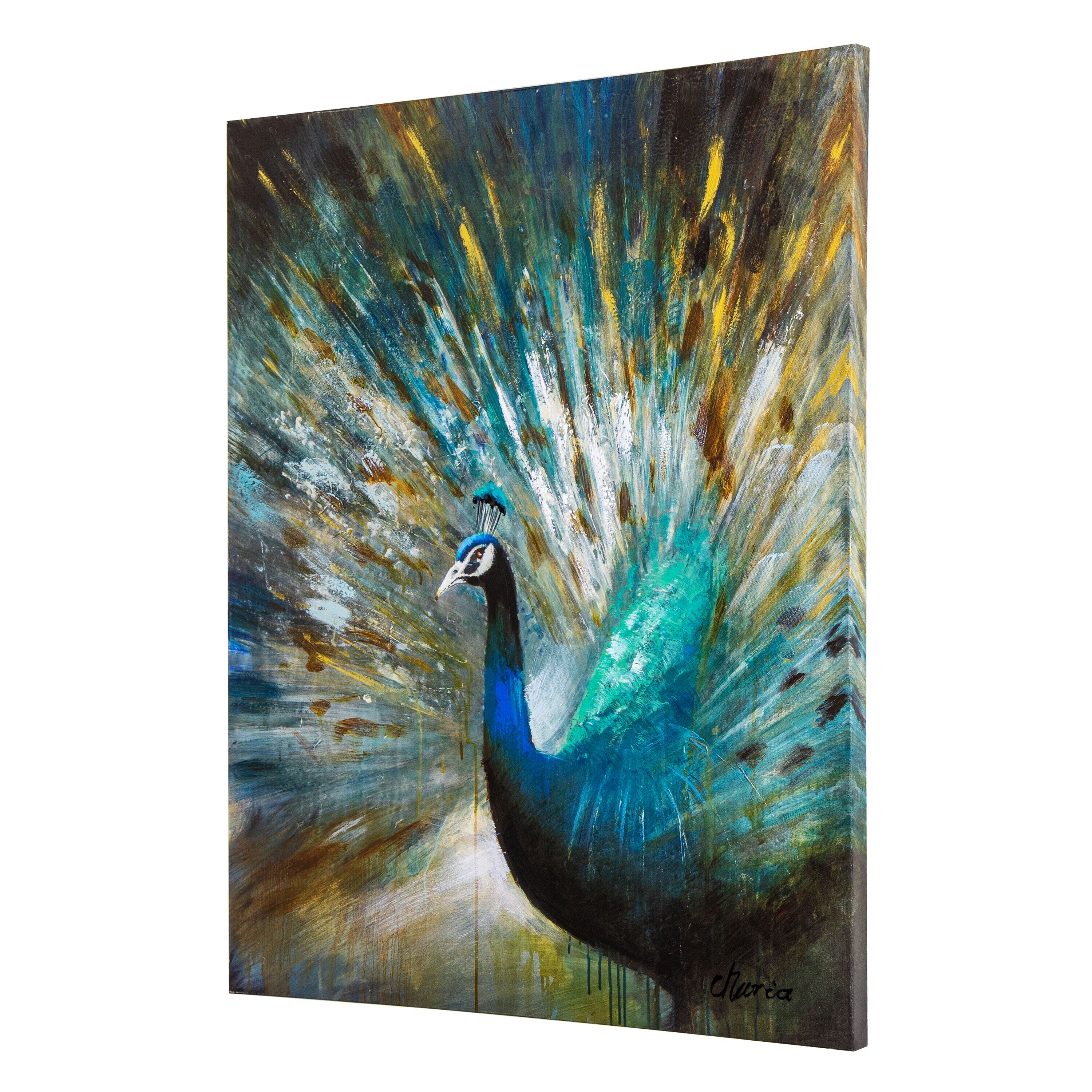 Yosemite Home Decor Peacock Prowess 47.5-in H x 35.5-in W Animals ...