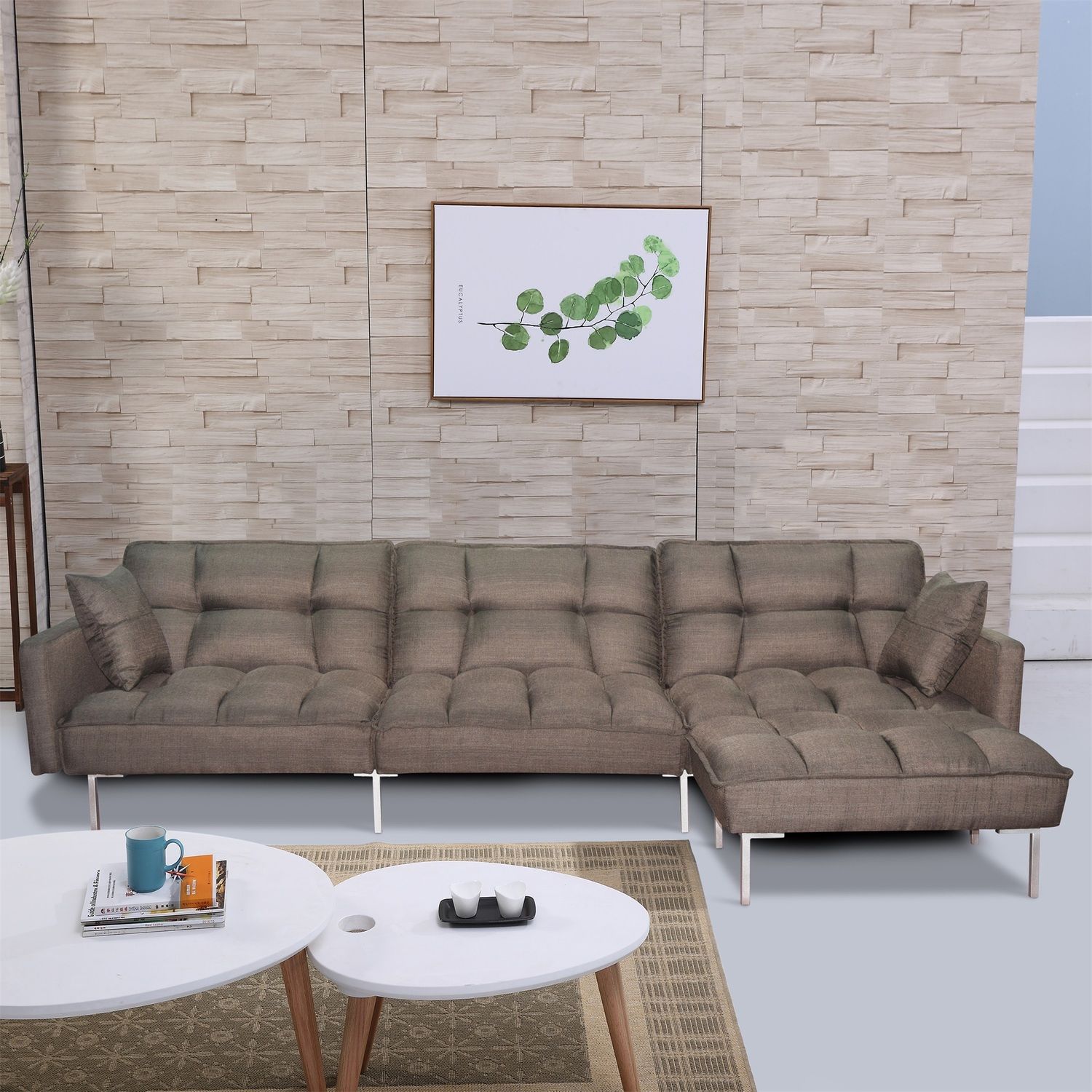 JASMODER W288S00003 53-in Modern Brown Polyester/Blend Sofa