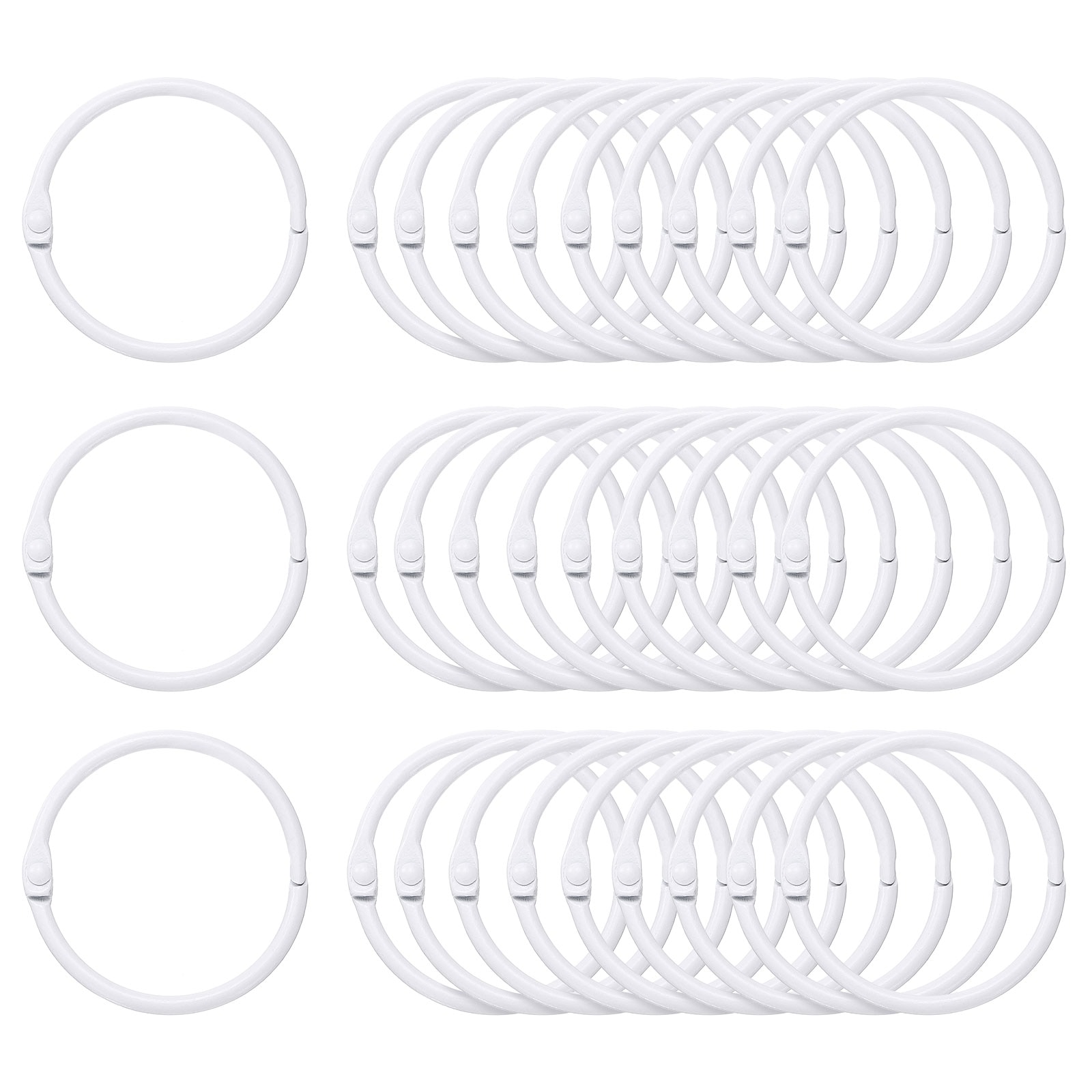 Harfington 50pcs Binder Rings 1.5 Inch Loose Leaf Binder Ring Metal Book Rings Colorful Loose Leaf Rings for Index Cards Keychain Key Notebook Rings for Home Office White #S26051100UX9035