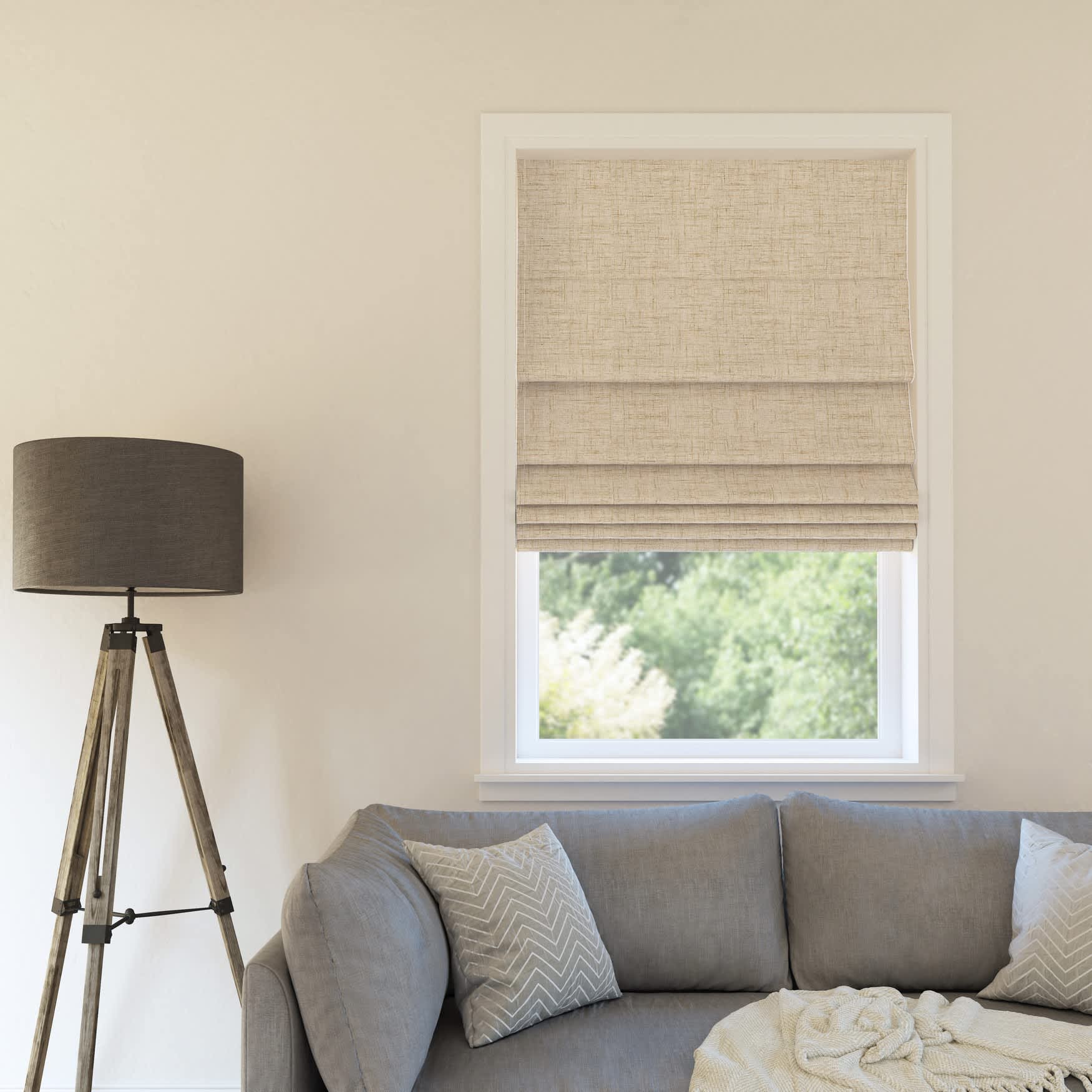 BrylaneHome 197380279741 Sun Zero Somerton Textured Blackout Cordless Roman Shade