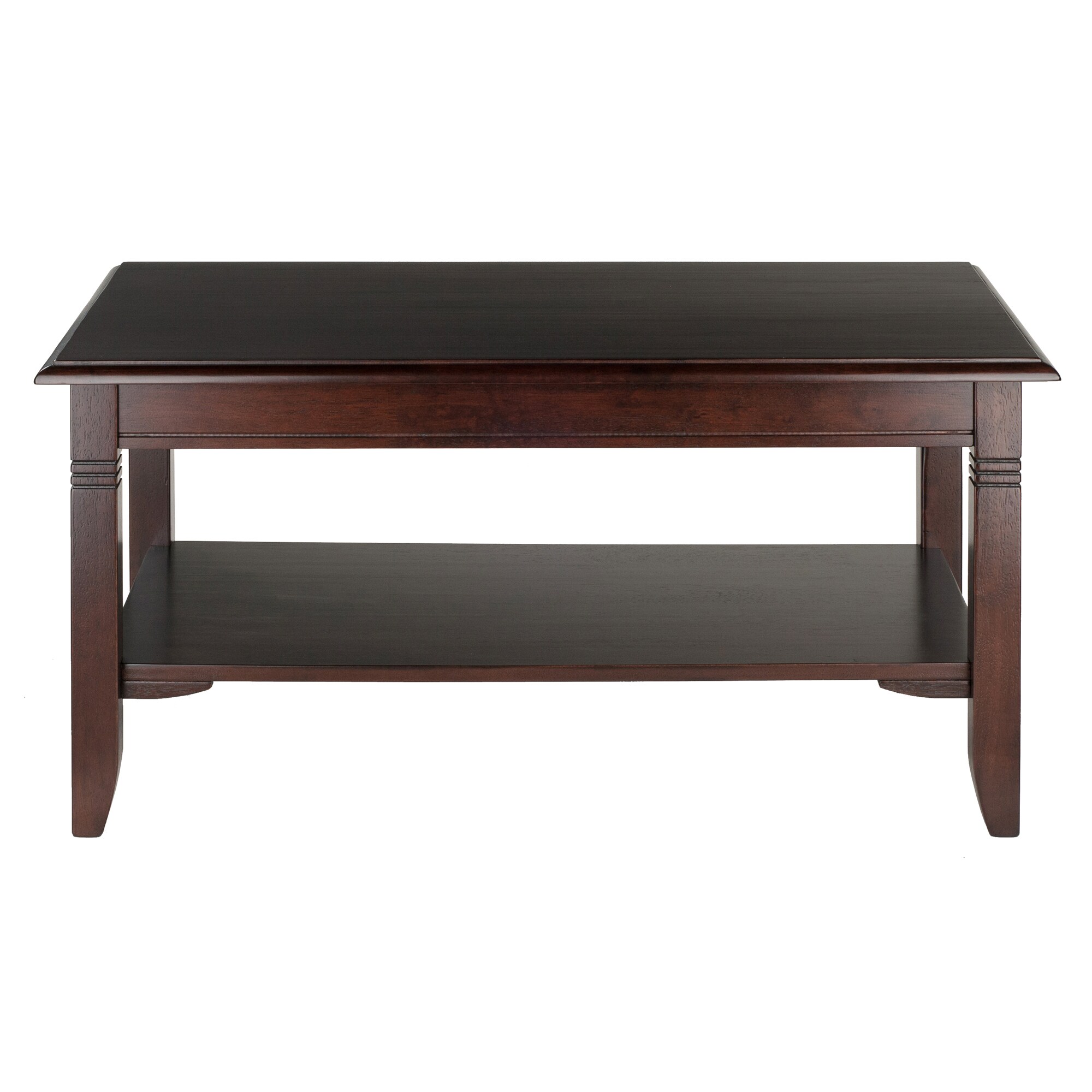 Transitional Cappuccino Brown Rectangular Wood Coffee Table