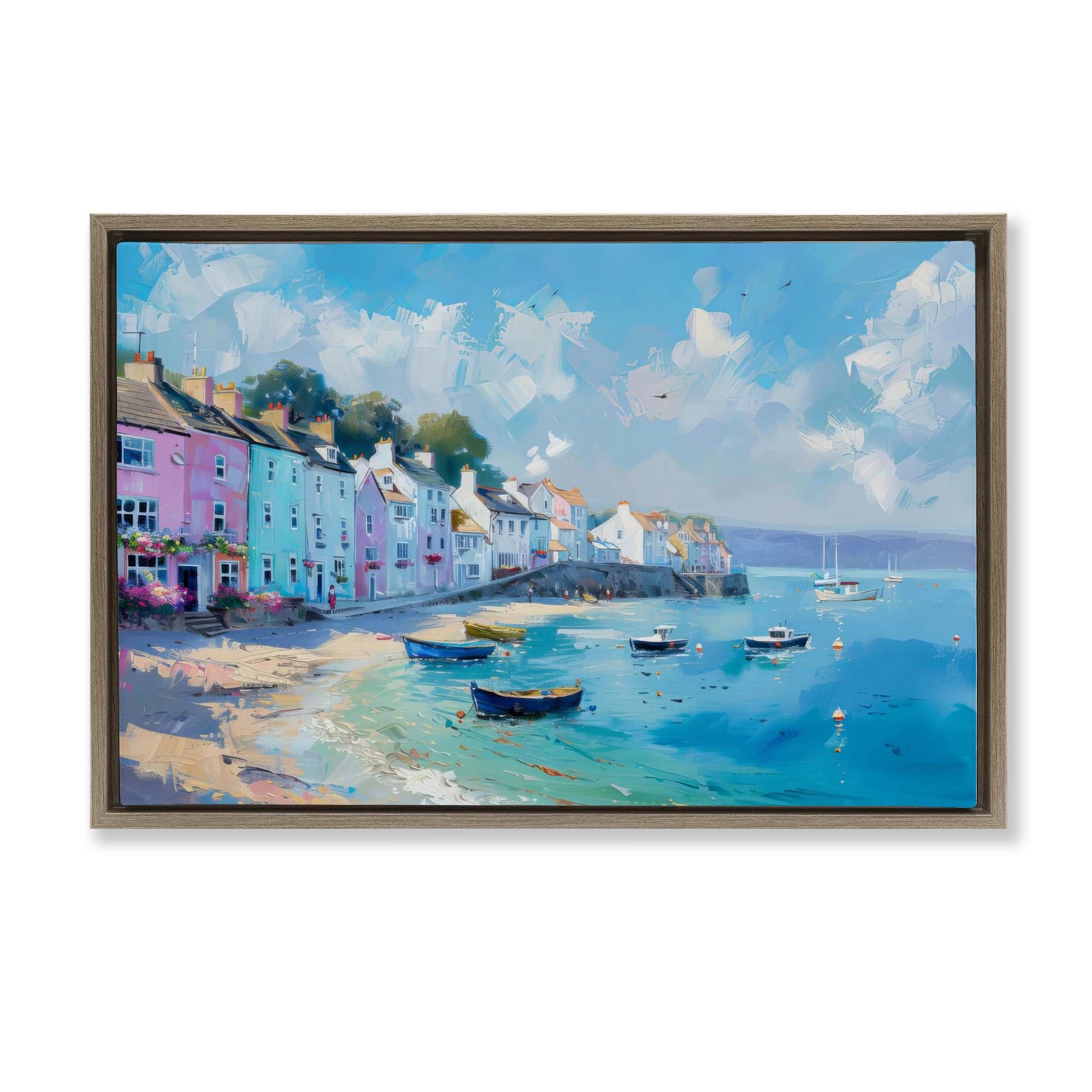 Stupell Industries BT-724-FFE-20X30 Seaside Village Cottages Floating Frame design by LSR Design Studio