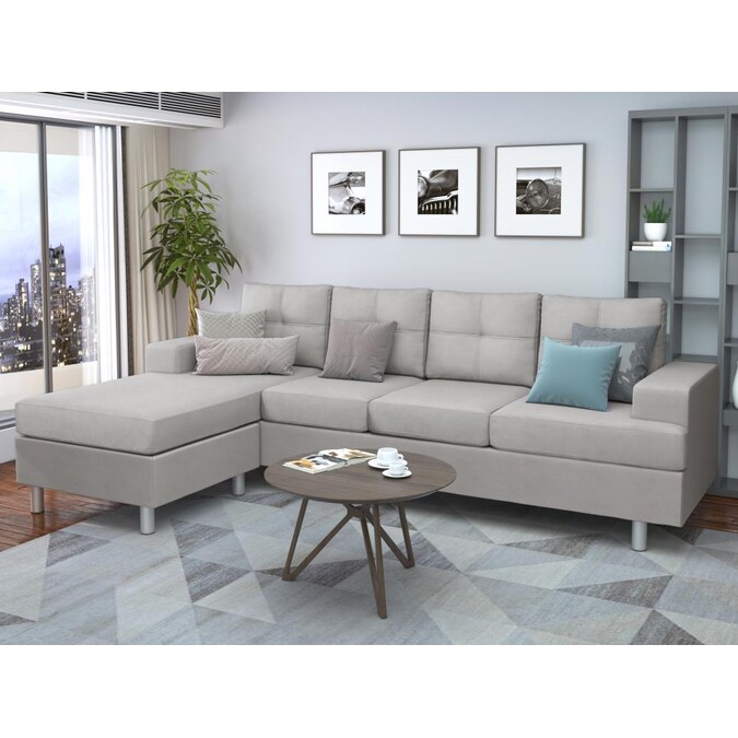 Couches CASAINC Couch and Sofa for Living Room with Reversible Chaise Lounge L  Shape Home Furniture Sectionals Left or Right Hand Chaise Modern 4 Seat  (Grey) in the Couches, Sofas & Loveseats department