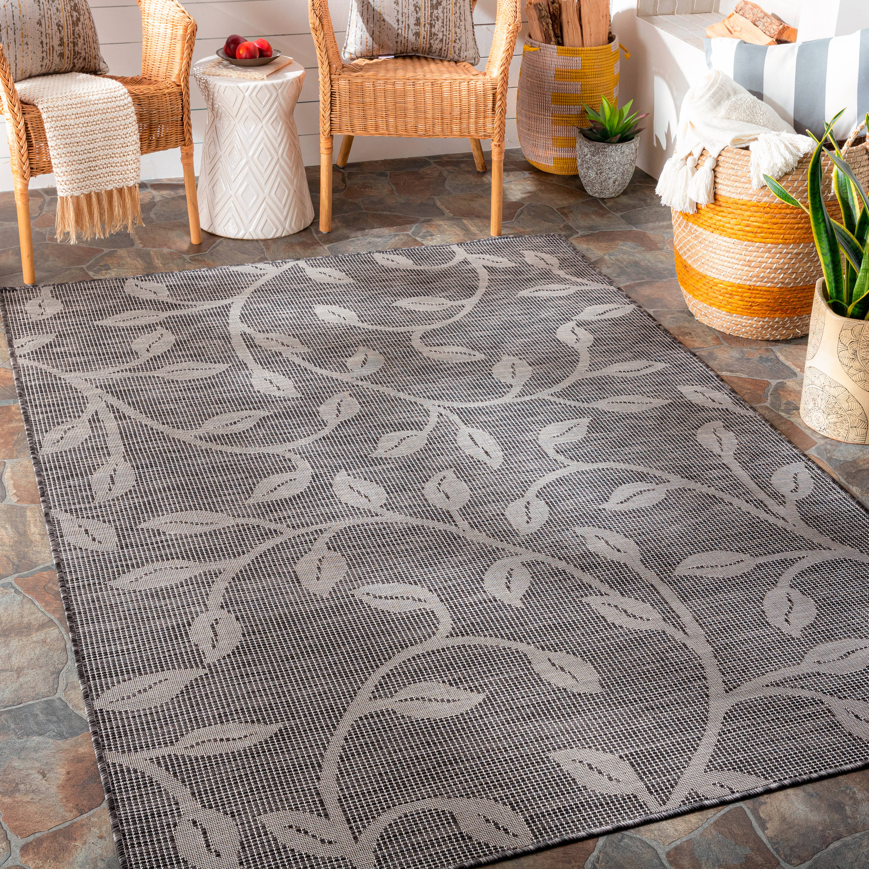 Artistic Weavers PSA2319-71010 Pasadena 8 X 10 (ft) Dark Gray Indoor/Outdoor Abstract Oriental Area Rug