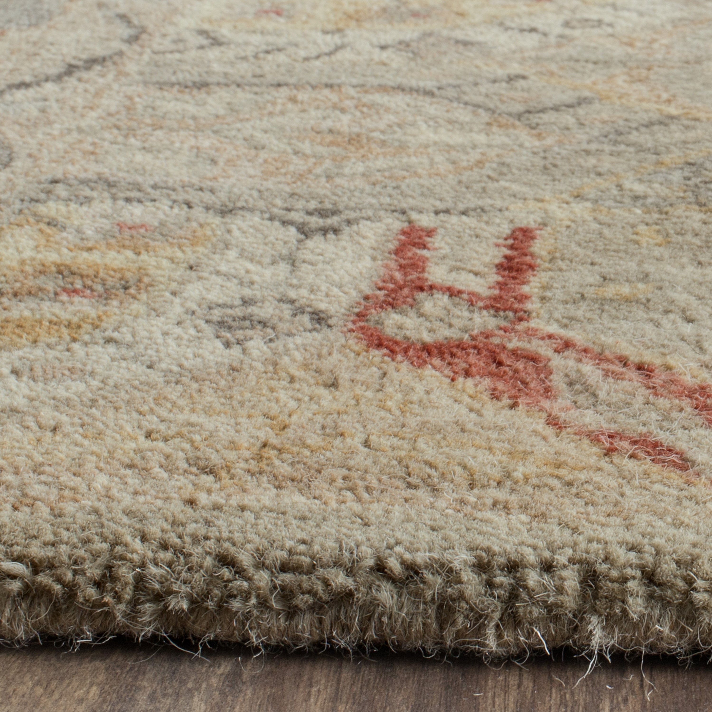 Antiquity Hand-Tufted Red and Beige Wool Runner Rug
