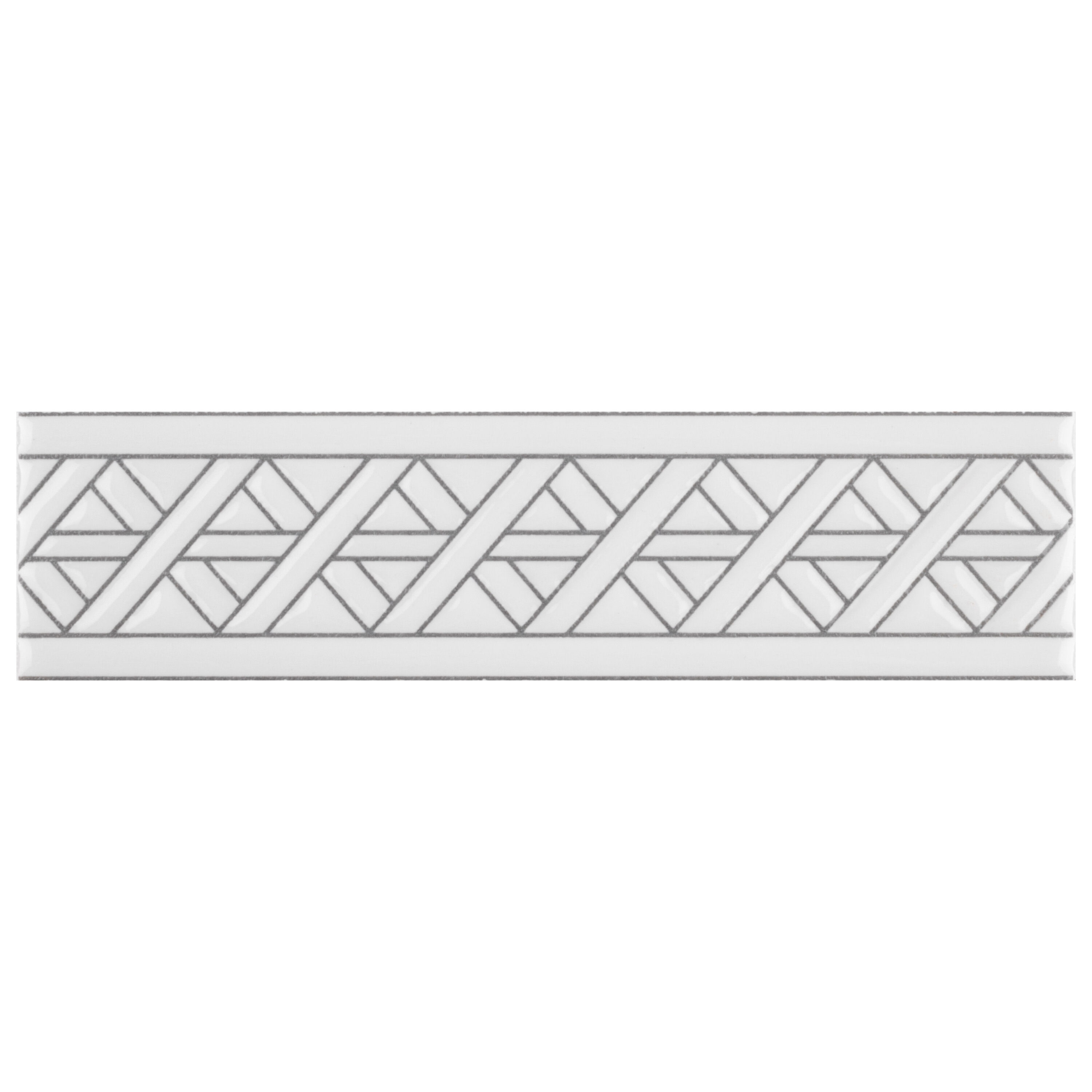 Affinity Tile WESSVLCMWH Sevillano Listello Camino White 2-in x 8-in Glossy Ceramic Bullnose Tile ( 0.88-sq ft / Carton ) 8 -Pack