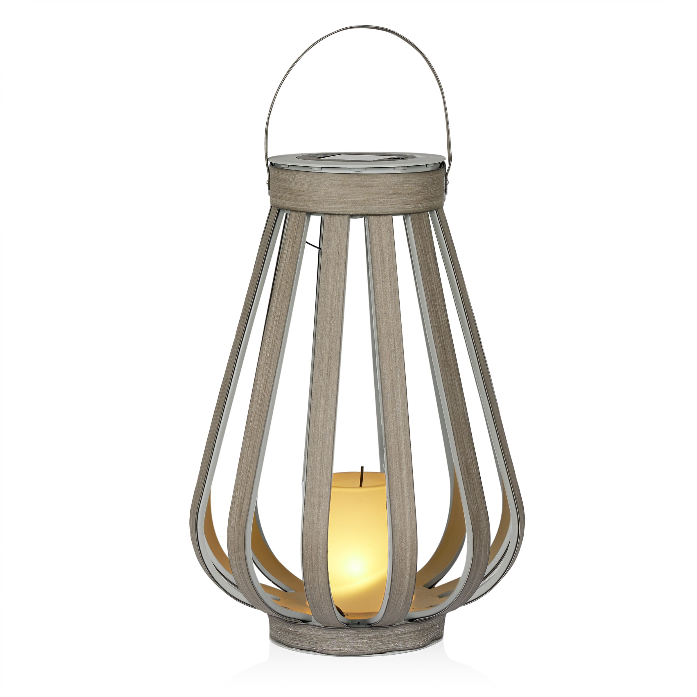 Alpine Corporation QER110SLR-HH-GR-TM 9-in x 14-in Grey Plastic LED light Outdoor Decorative Lantern