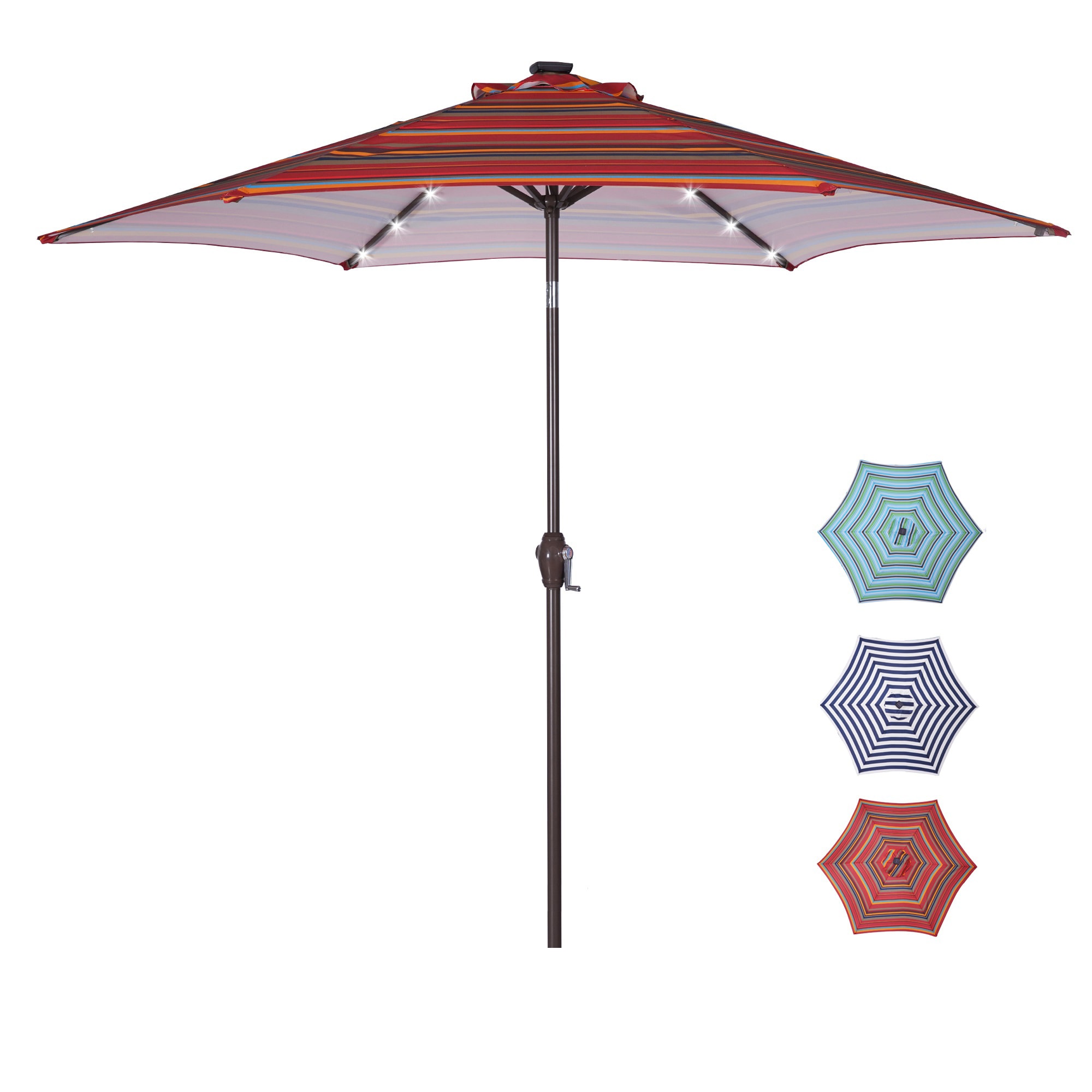 Damerin LEDPOUHC06 8.73-Feet Steel Red Market Patio Umbrella with Lights and
