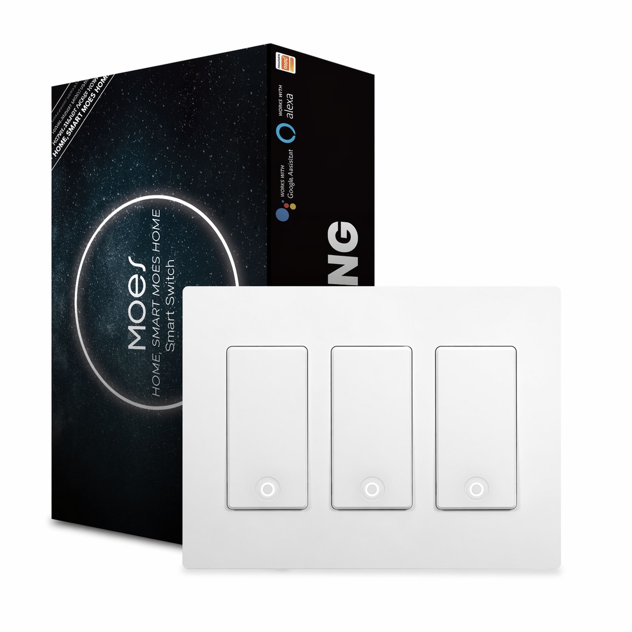 LAIFUCAM  2nd Generation WiFi Smart Light Switch 3 Gang Neutral Wire Required 2 4GHz Remote Control Works with Alexa Google Home App Control White