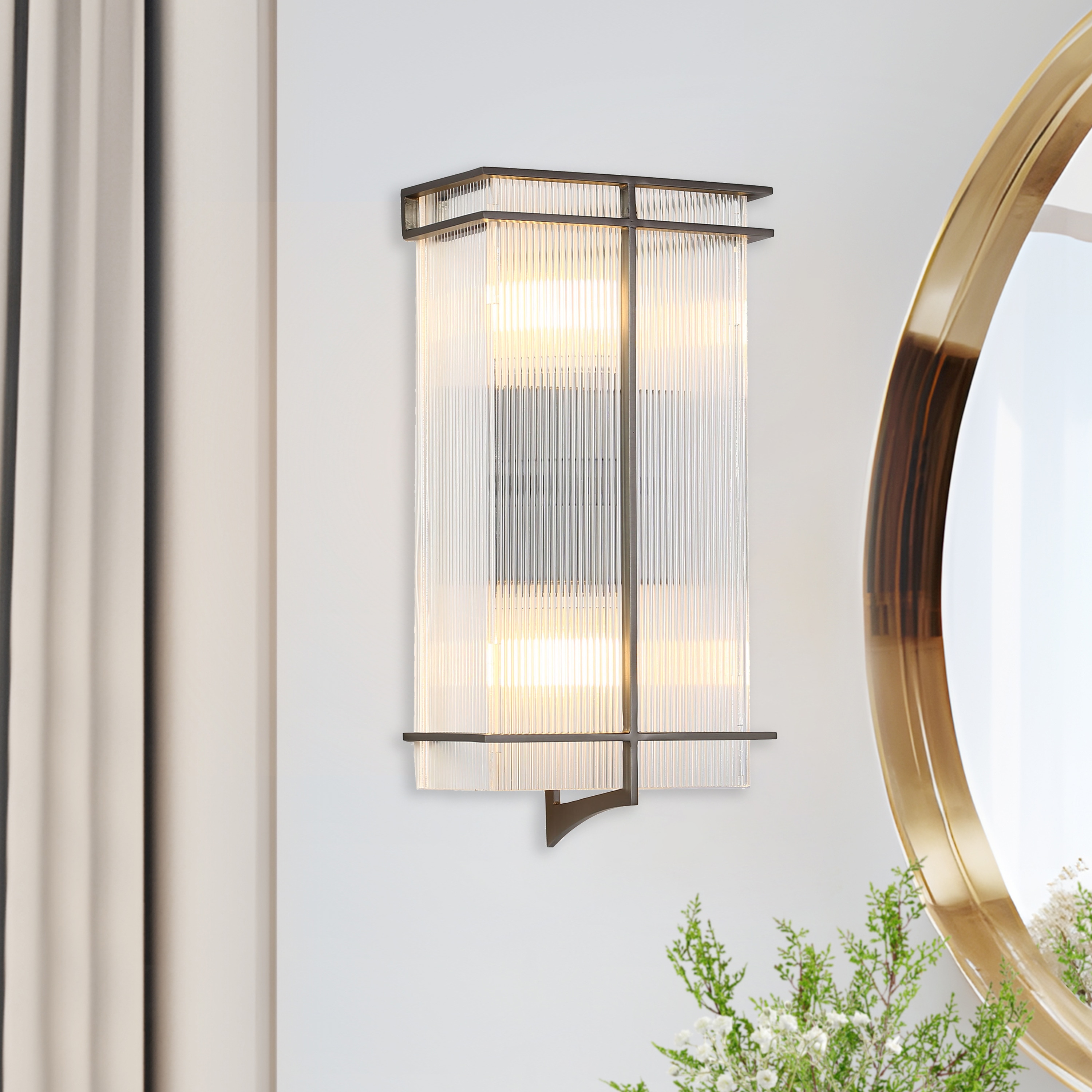 LNC HA05362 Westystuer 7.5-in W 2 -Light Brushed Black Wall Sconce