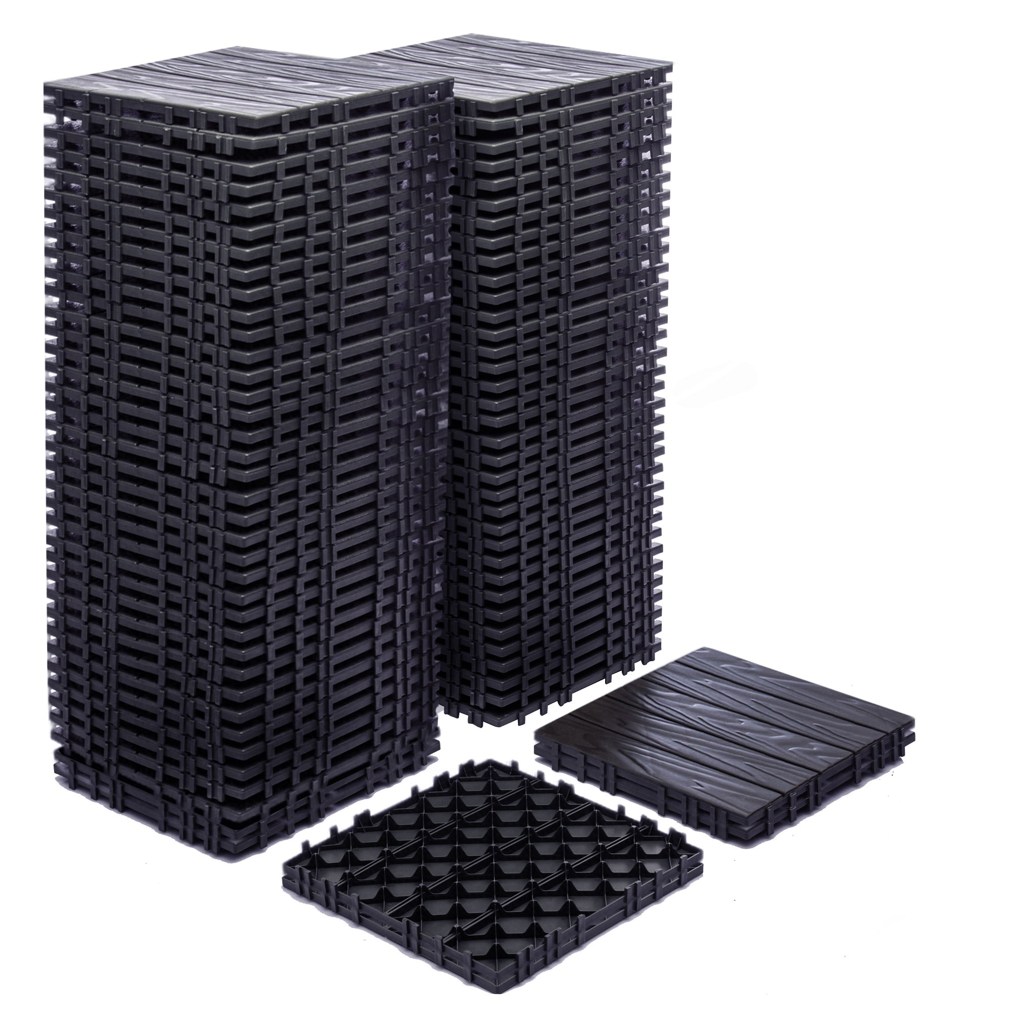 HyperDrop Cart 68-Pack 11.42 Inch Waterproof Plastic Deck Tiles/ All-Weather Durable Interlocking Flooring for Indoor Outdoor Use