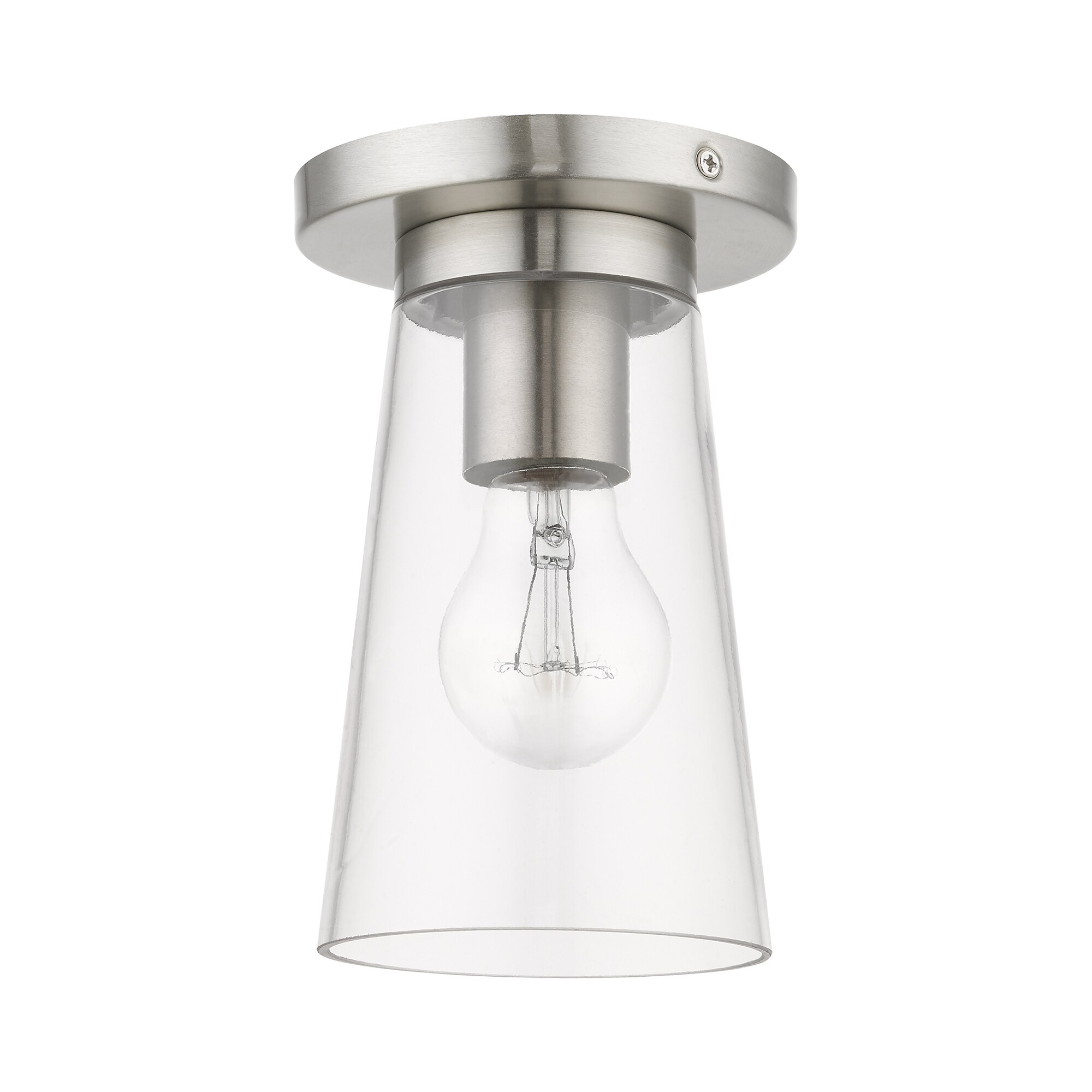 Brushed Nickel Clear Glass 1-Light Flush Mount