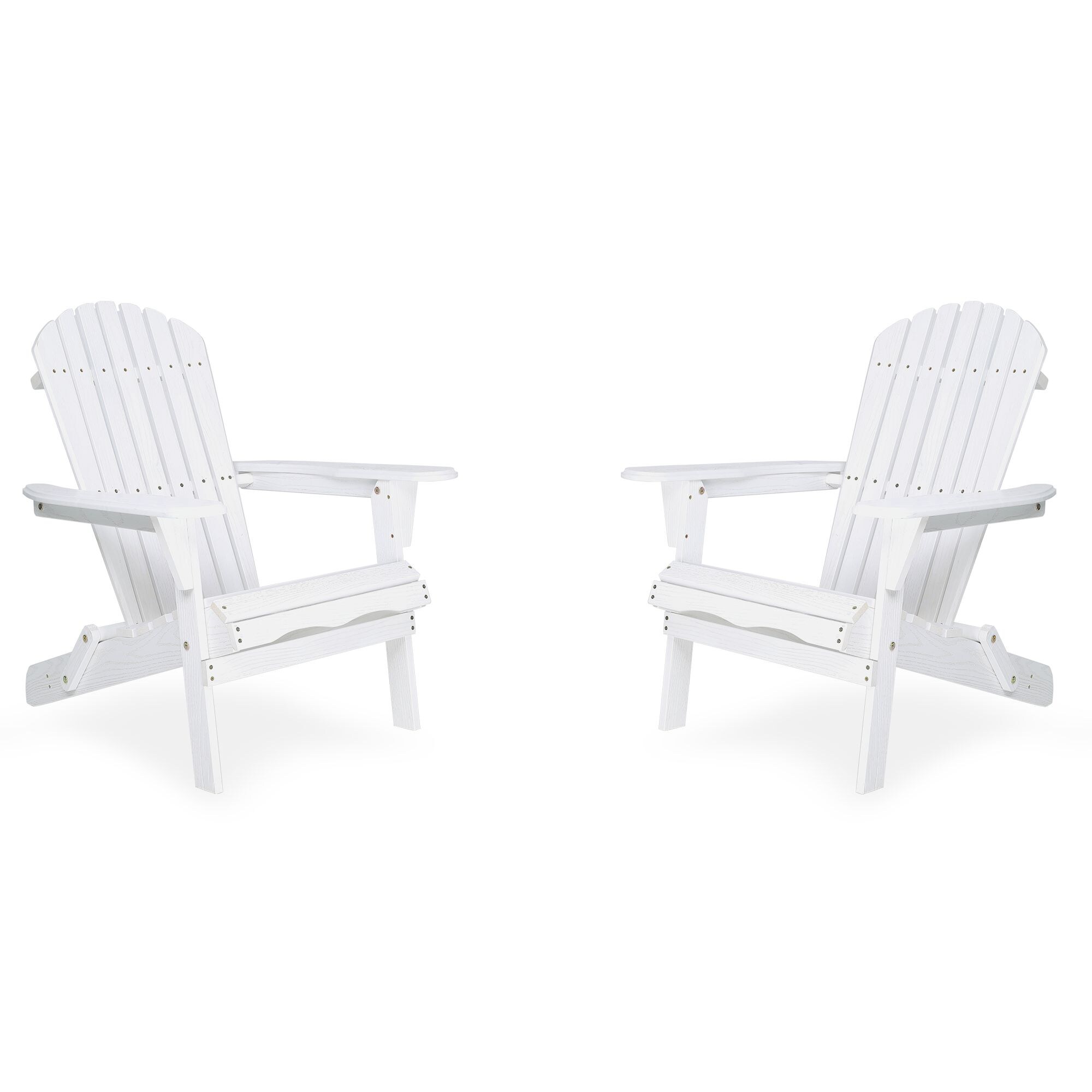 LIVIZA GAGP174088 Folding Adirondack Chair Set of 2 White-Wood Grain Wood Frame Stationary Adirondack Chair with Slat Seat